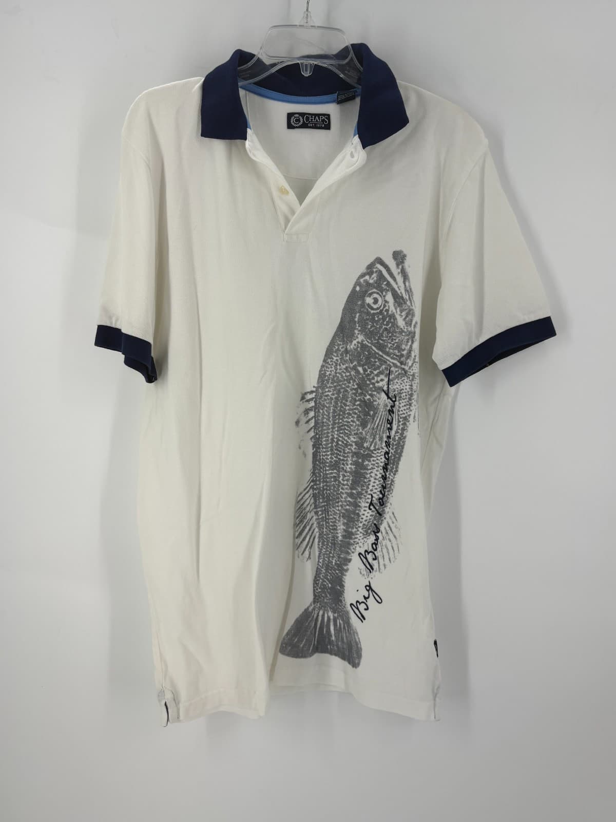 Chaps Polo Shirt Men M Fish Graphic Fishing Nautical Cotton - Thumbnail 2
