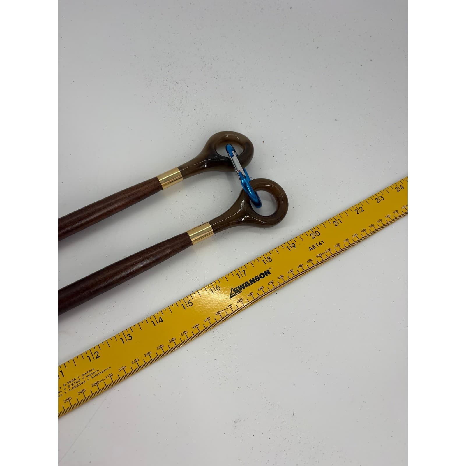 Concord Italy Shoe Horn Mens Womens 18" Shoe Horn Brown Wood Gold Set of 2 - Thumbnail 5