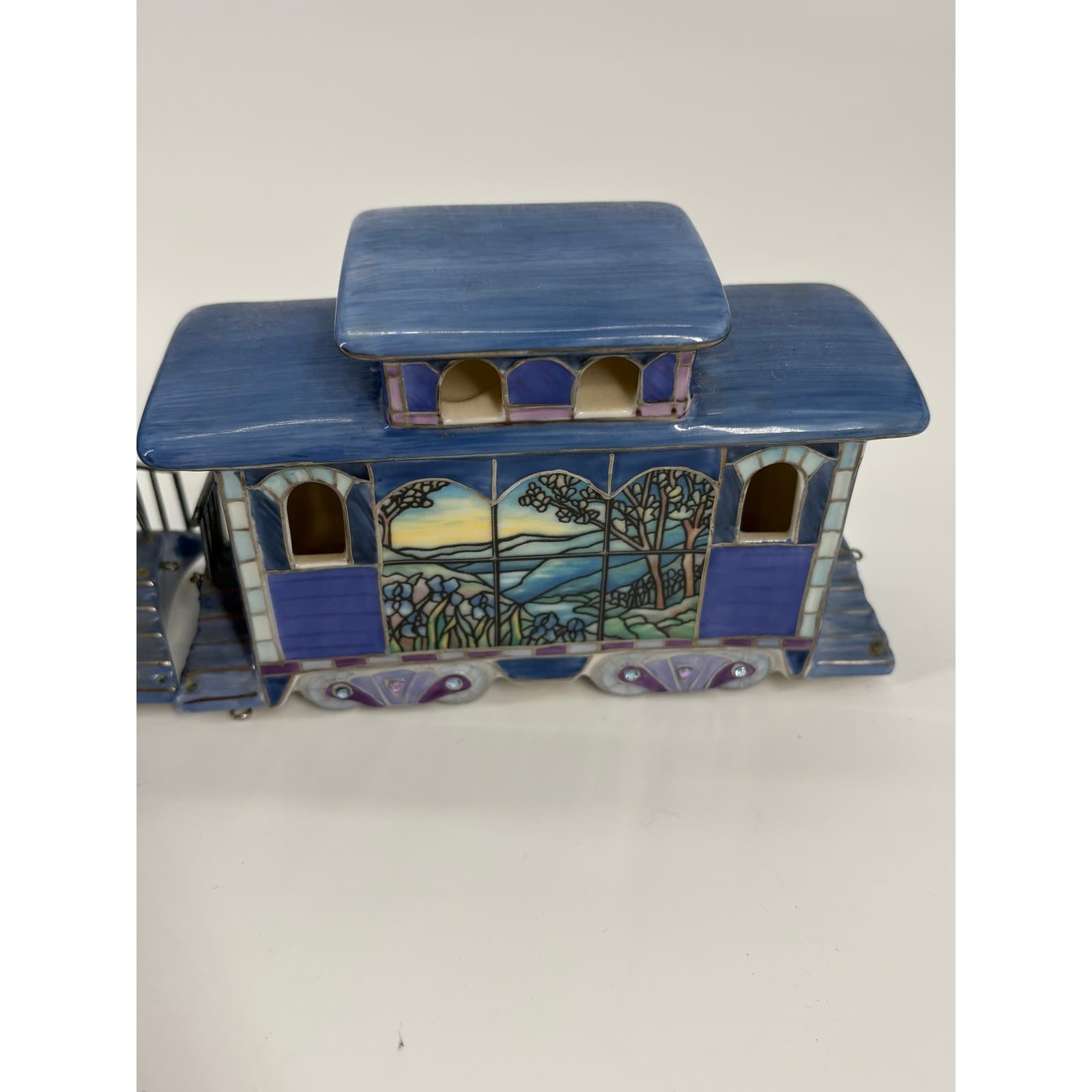 Bradford Editions Train Set Reflections on Louis Comfort Tiffany Blue 4pc Set - Thumbnail 6