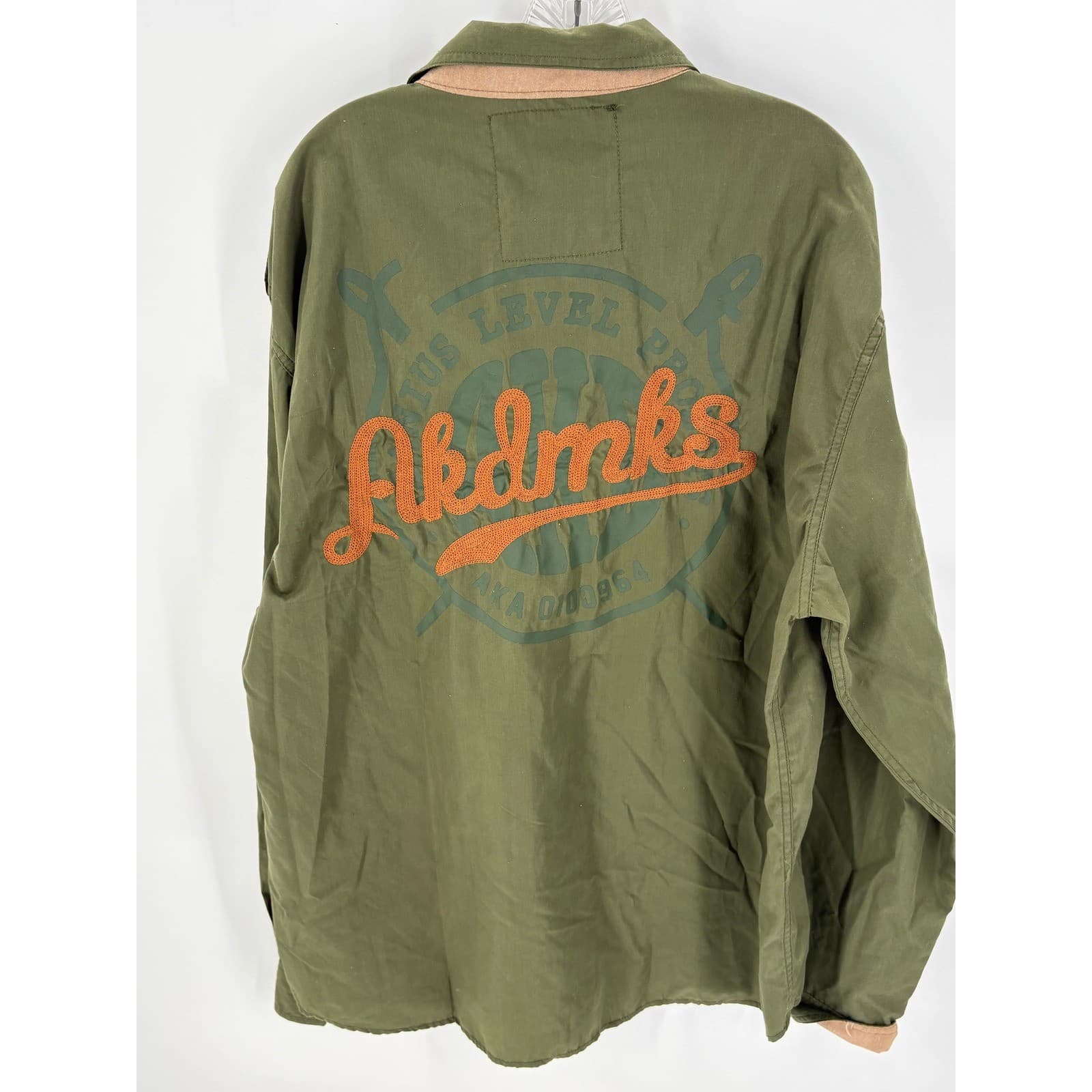 Akdmks Dry Goods Mens 3XL Olive Green Button Up Long Sleeve Shirt Jeanus Level - Thumbnail 4