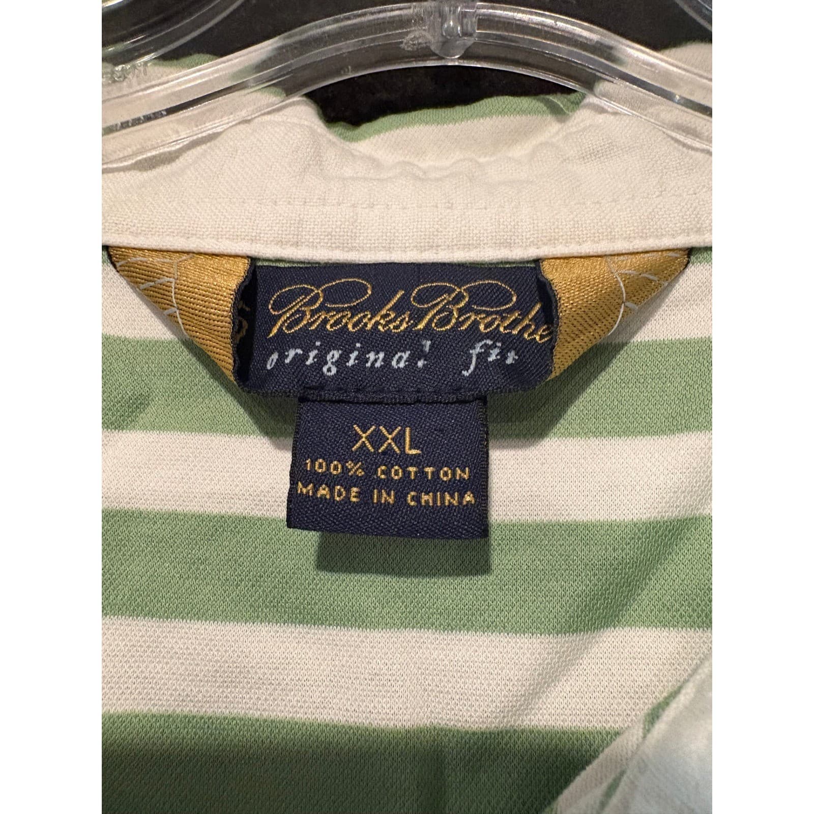 Brooks Brothers Original Fit Men's XXL Polo Shirt Green White Striped - Thumbnail 2