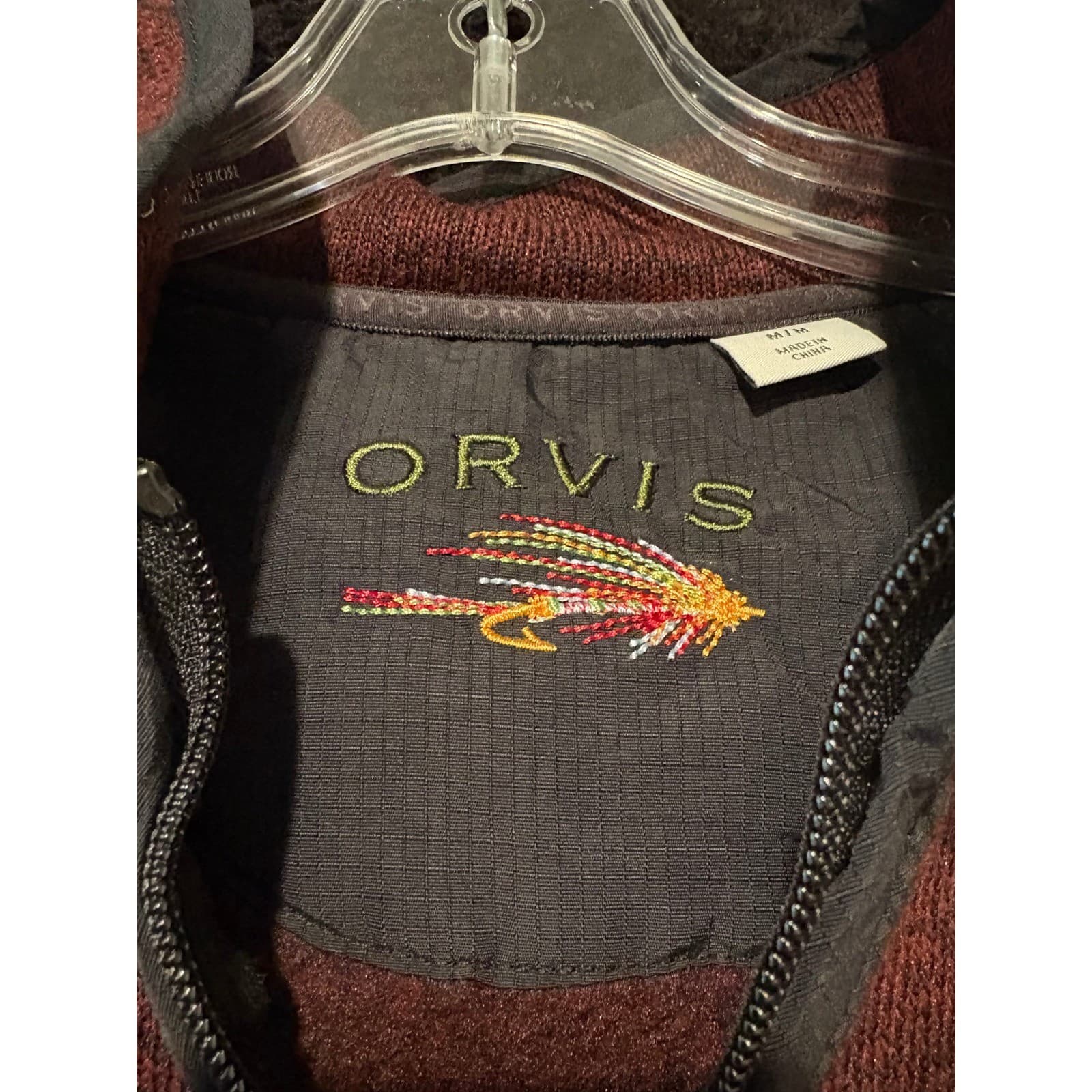 Orvis Mens Vest Sweater Knit Quilted Side Panels Burgundy Size M/M - Thumbnail 2