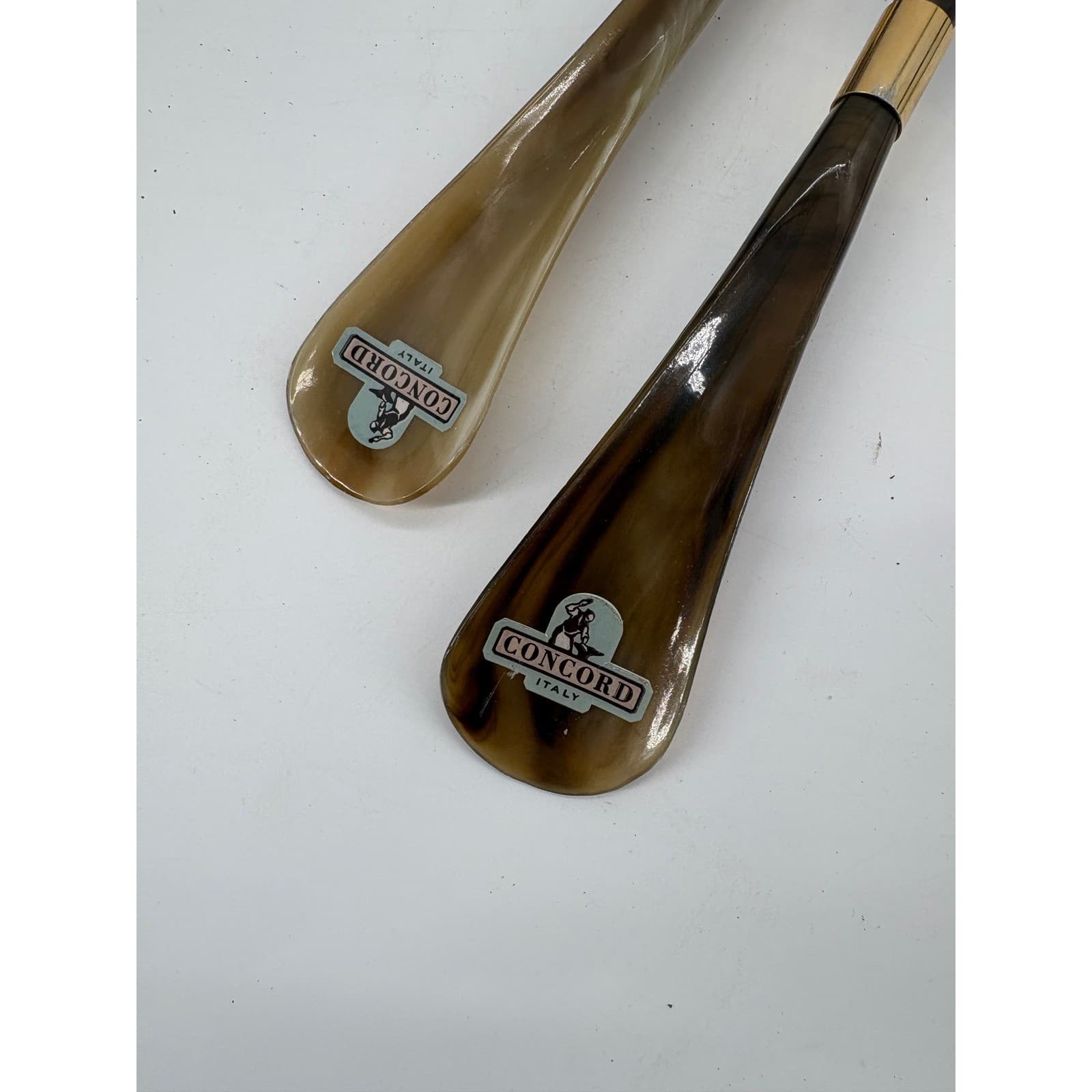 Concord Italy Shoe Horn Mens Womens 18" Shoe Horn Brown Wood Gold Set of 2 - Thumbnail 2