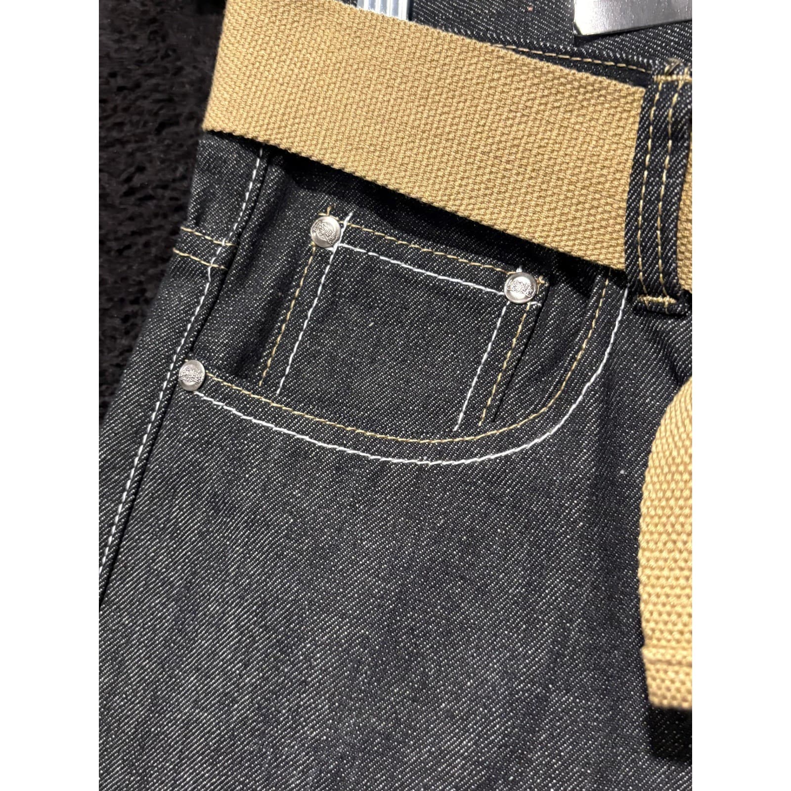 Urban Label Mens Denim Jean Shorts with Belt Size 32 Y2K Skater Grunge - Thumbnail 4