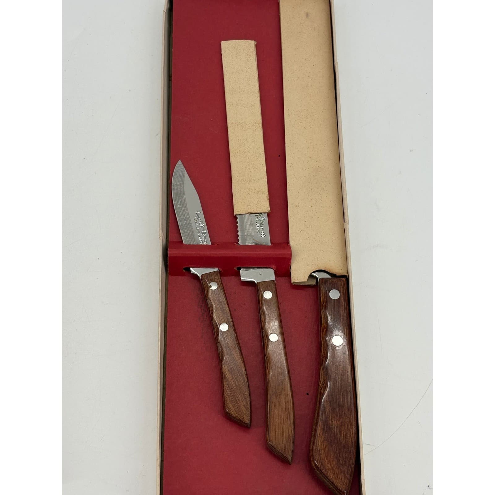 Regent Sheffield Cutlery Set Sherwood 3 Piece Knife Set Brown Stainless Vintage - Thumbnail 5