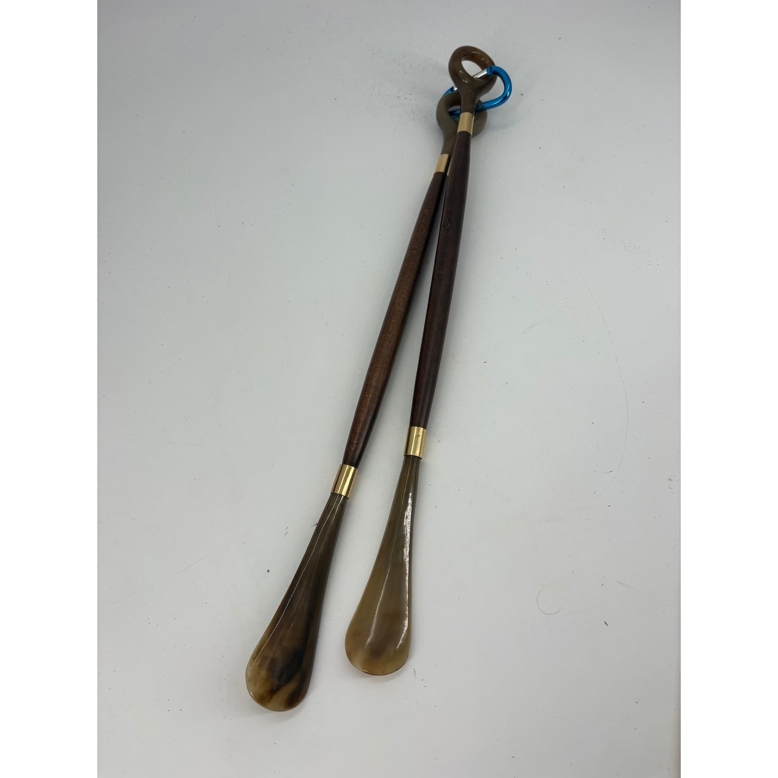 Concord Italy Shoe Horn Mens Womens 18" Shoe Horn Brown Wood Gold Set of 2 - Thumbnail 4