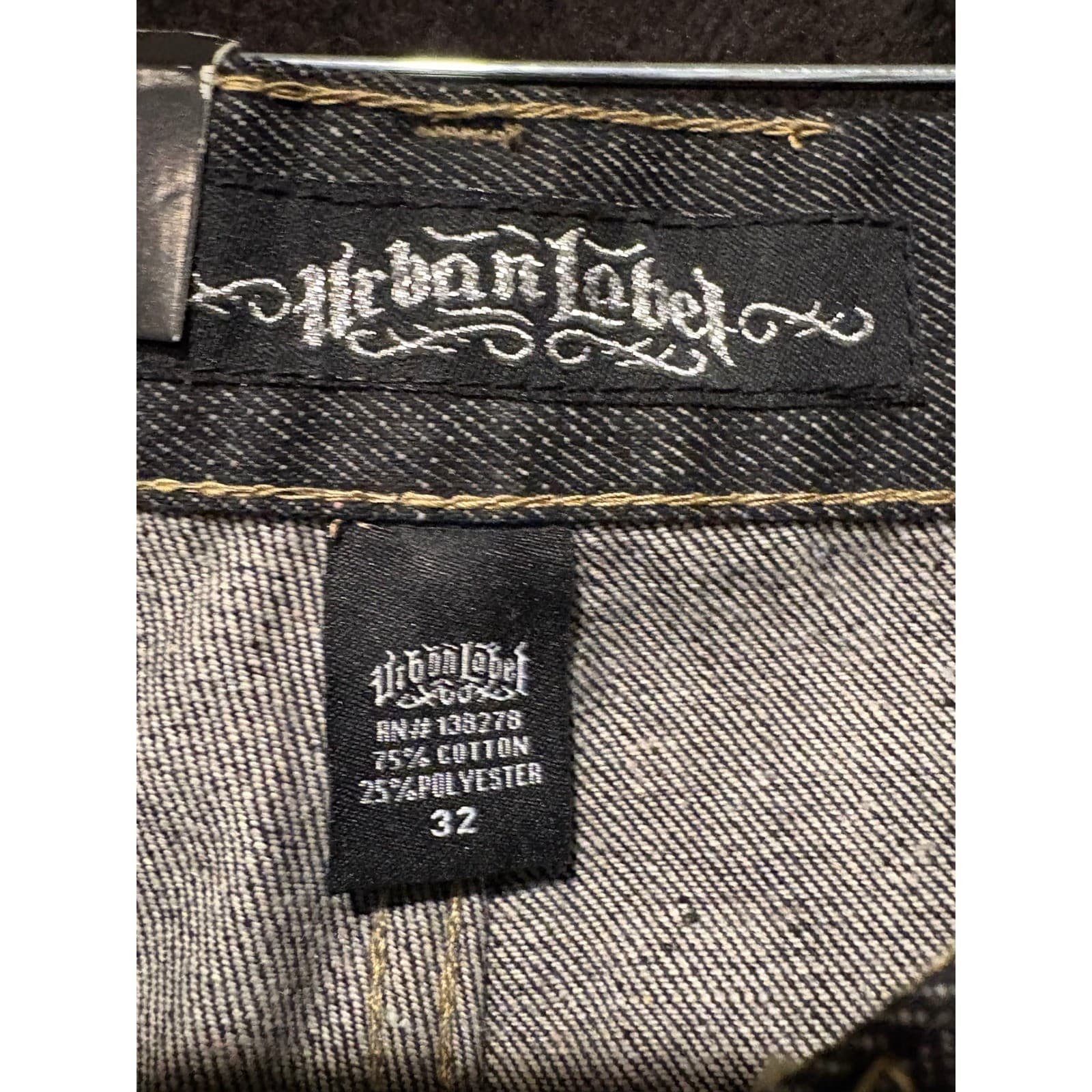 Urban Label Mens Denim Jean Shorts with Belt Size 32 Y2K Skater Grunge - Thumbnail 2