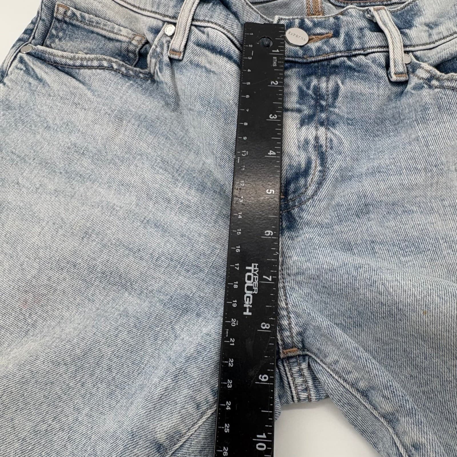 Express Women's Boot Low Rise Jeans Light Wash Distressed Size 6R - Thumbnail 11