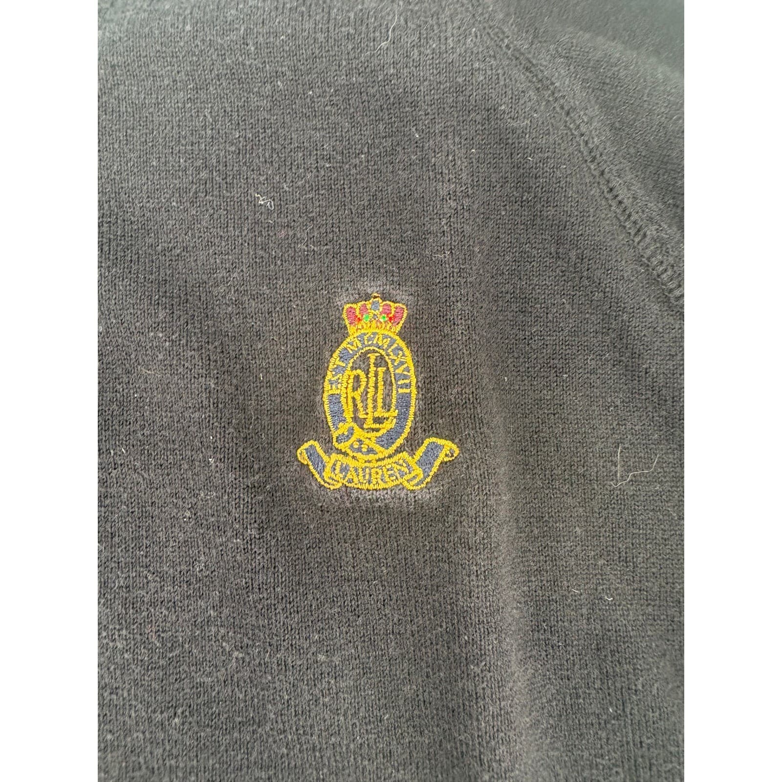 Lauren Ralph Lauren Womens Black Sweater Crest Logo Long Sleeve Pullover Top M - Thumbnail 3