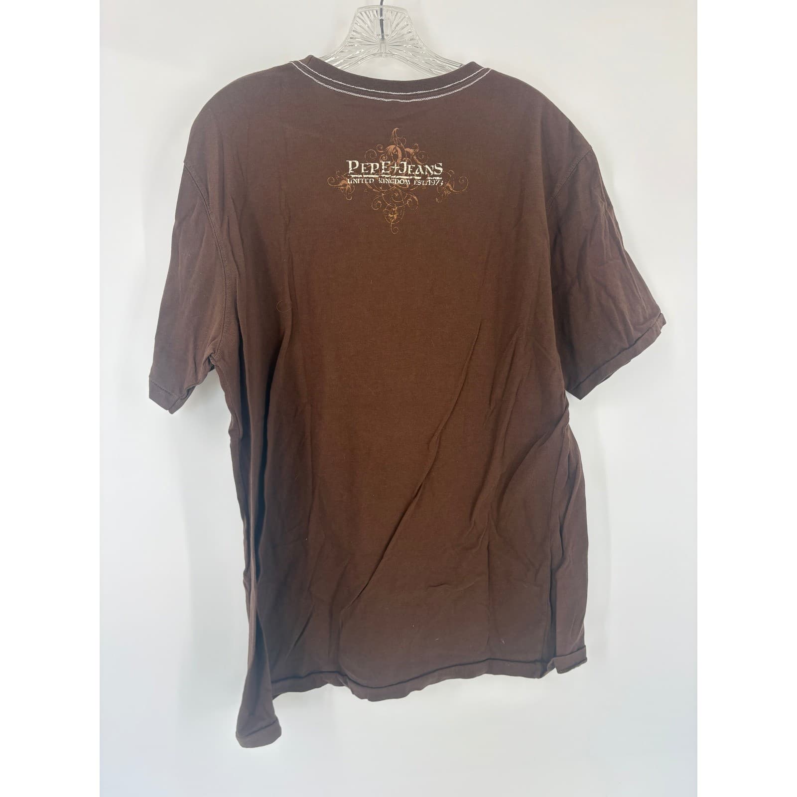 Pepe Jeans Mens Brown Graphic T Shirt Large Short Sleeve Cotton W11 UK73 - Thumbnail 3