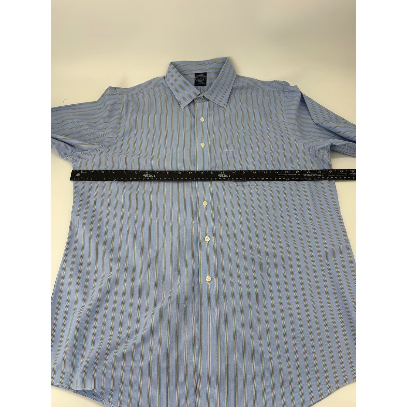 Brooks Brothers Non-Iron Dress Shirt Striped 17 32/33 Blue Mens - Thumbnail 5