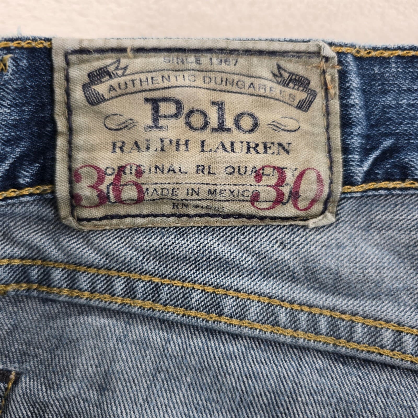 Polo Ralph Lauren Jeans Mens 36x30 Authentic Dungarees Blue Straight Leg Denim - Thumbnail 2