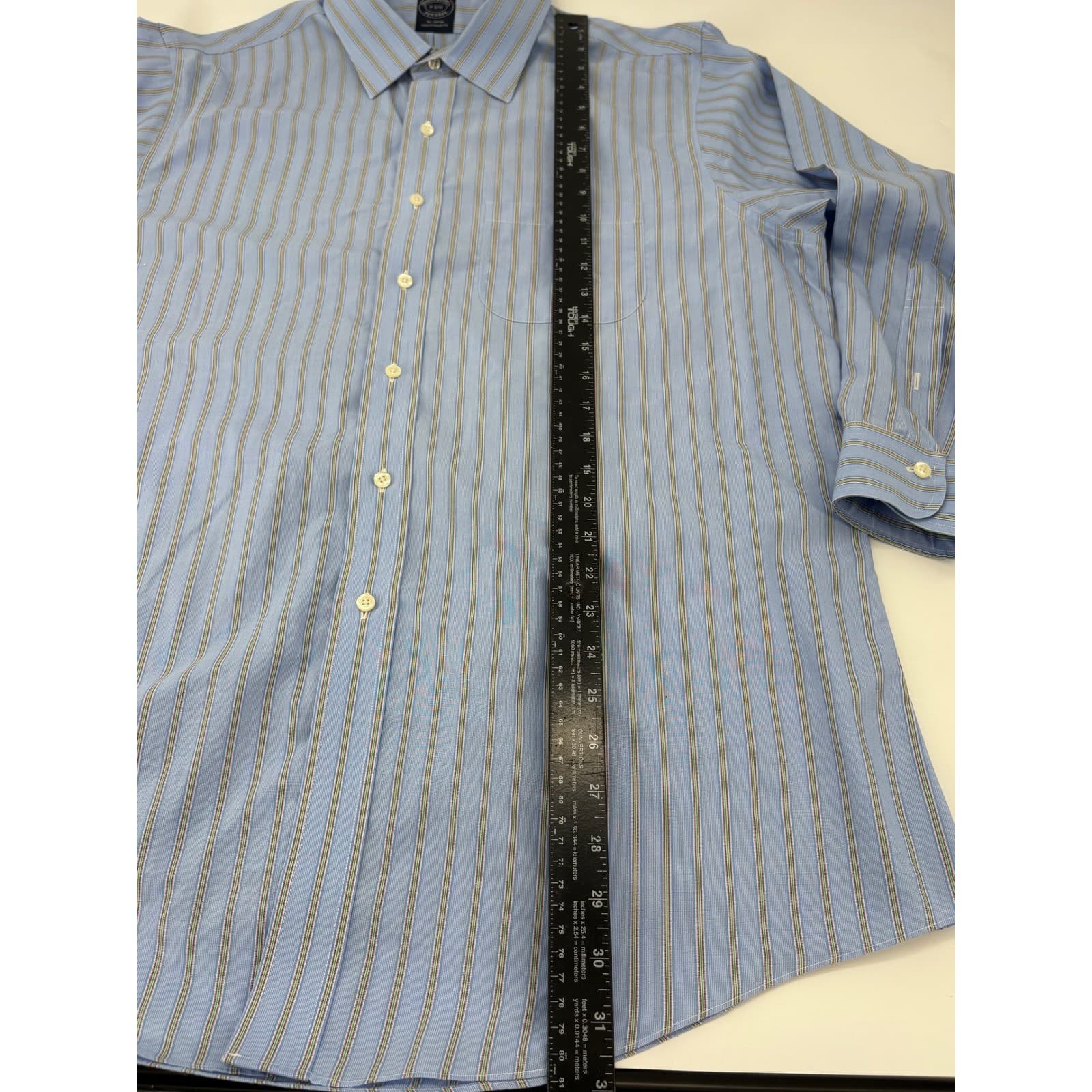 Brooks Brothers Non-Iron Dress Shirt Striped 17 32/33 Blue Mens - Thumbnail 4