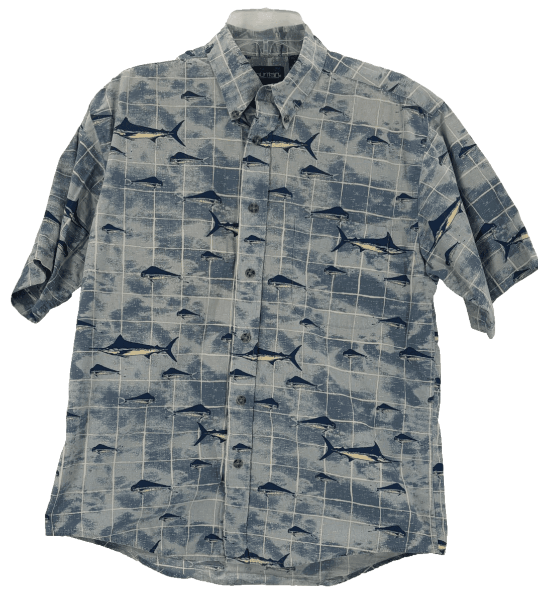 Puritan Men’s M Nautical Fish Print Button Up Shirt Marlin Fishing - Thumbnail 2