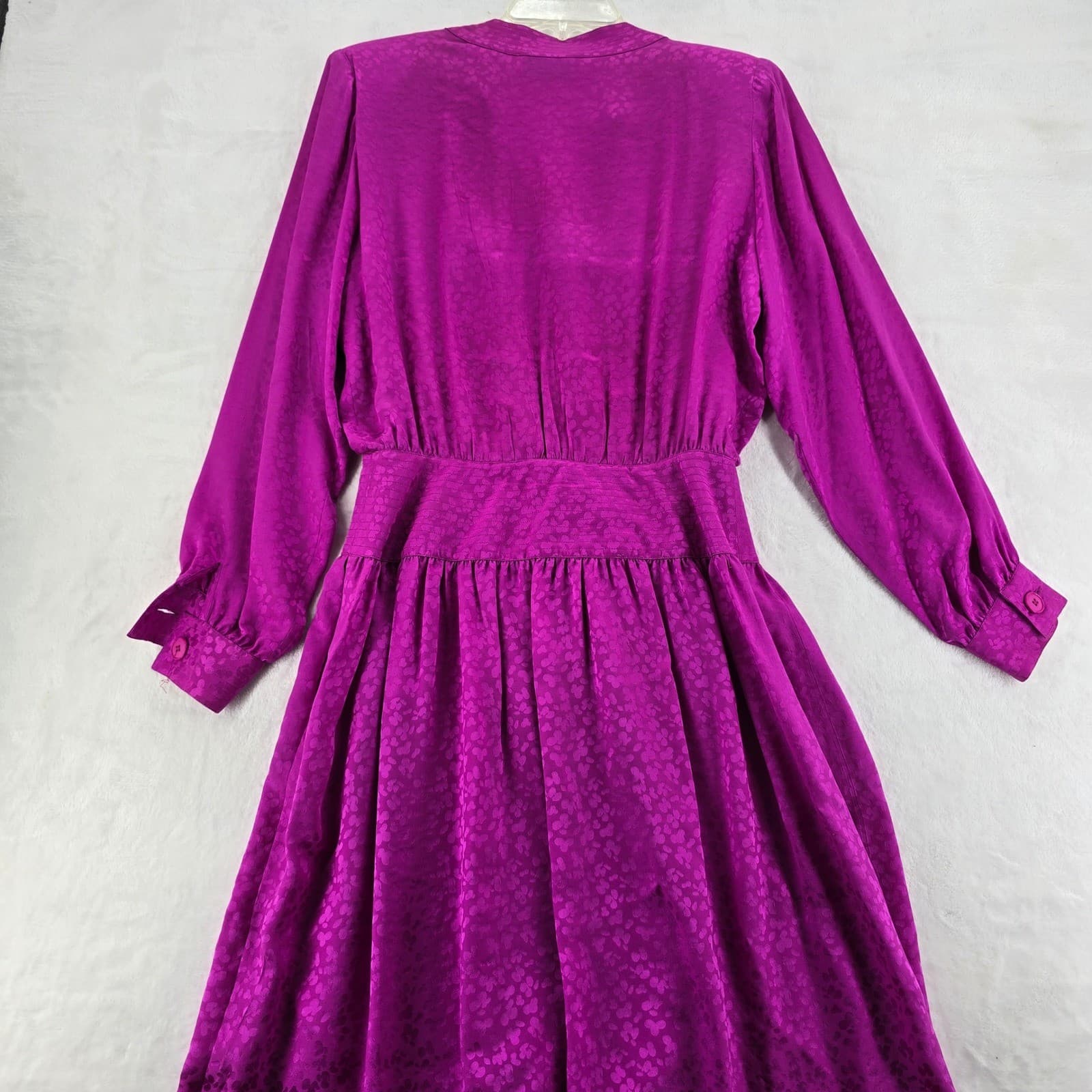 Albert Nipon Executive Dress Womens 10 Midi Dress Magenta Pink Silk Jacquard - Thumbnail 6