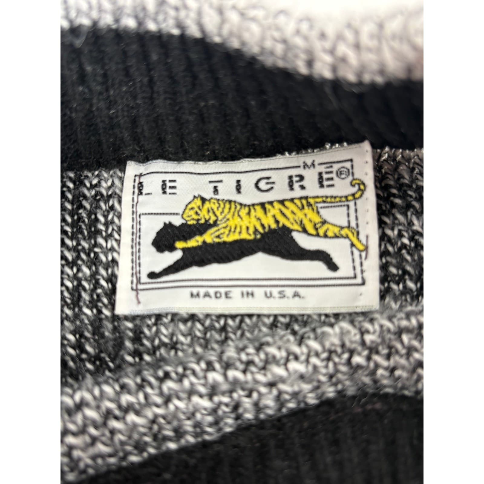 Vintage Le Tigre Sweater Abstract Pattern Crewneck Made in USA Black Gray M - Thumbnail 3