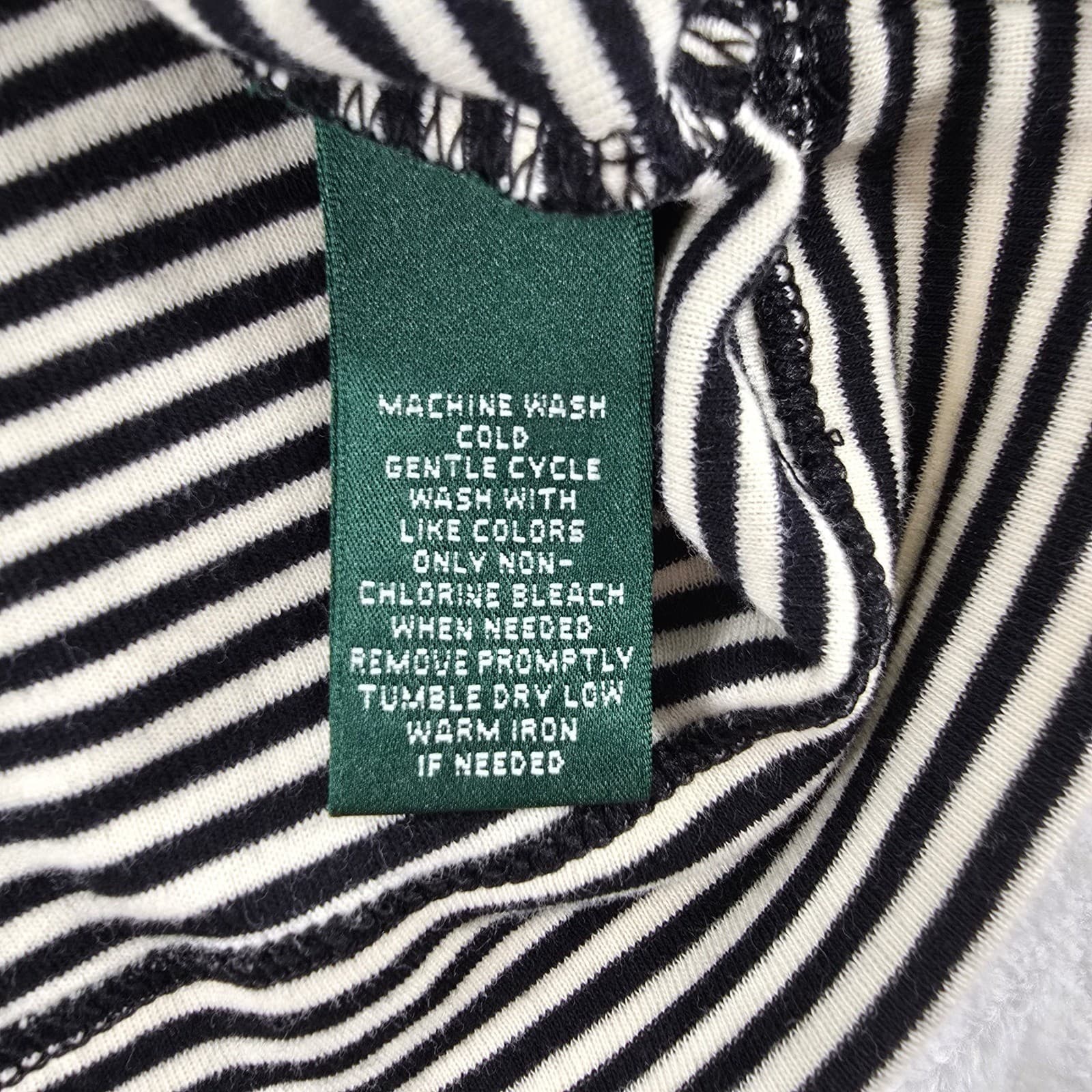Lauren Active Ralph Lauren Top Womens M Shirt Black White Striped V-Neck Cotton - Thumbnail 4
