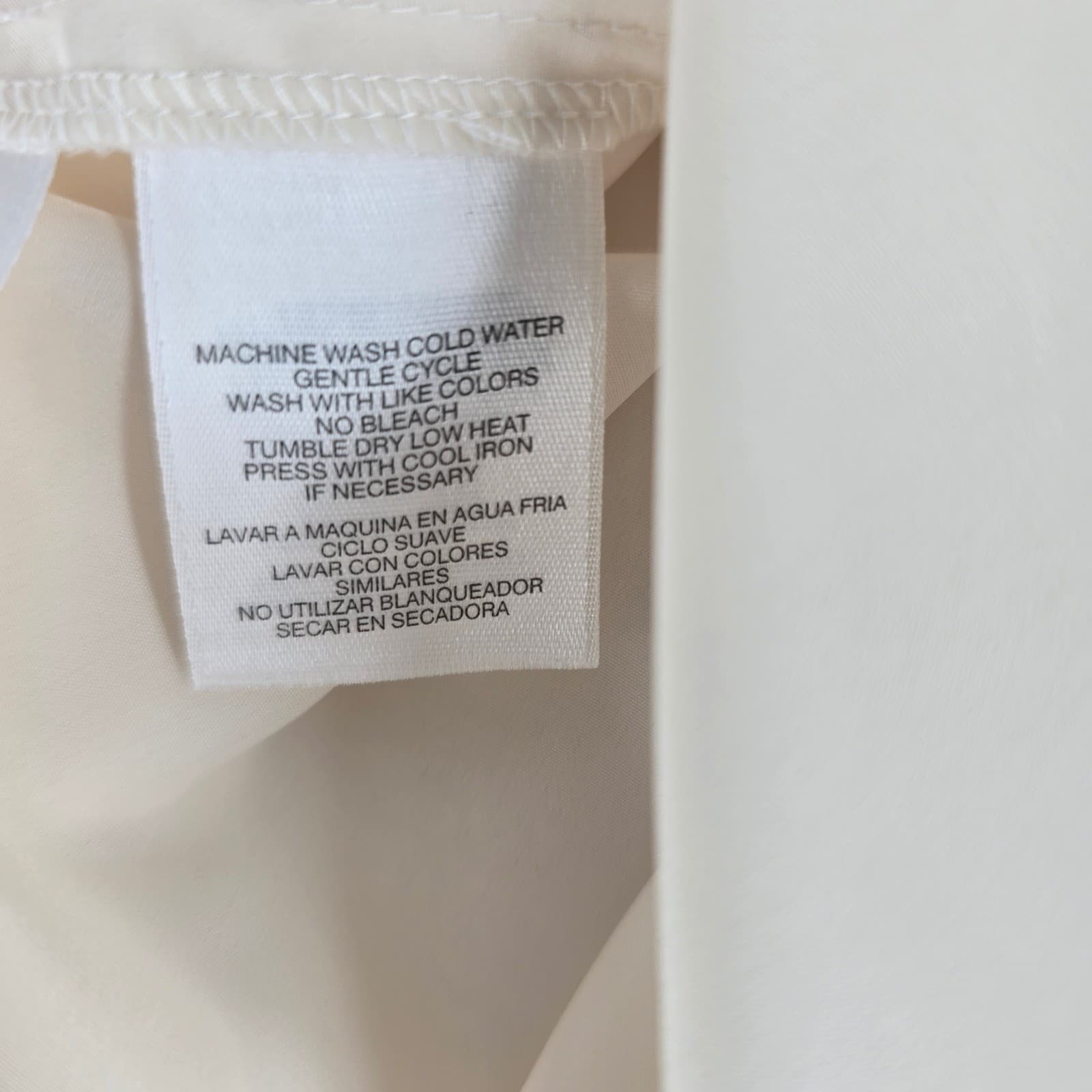 Jones New York Button Down Womens Large Blouse Cream Roll Tab Utility Pocket - Thumbnail 4