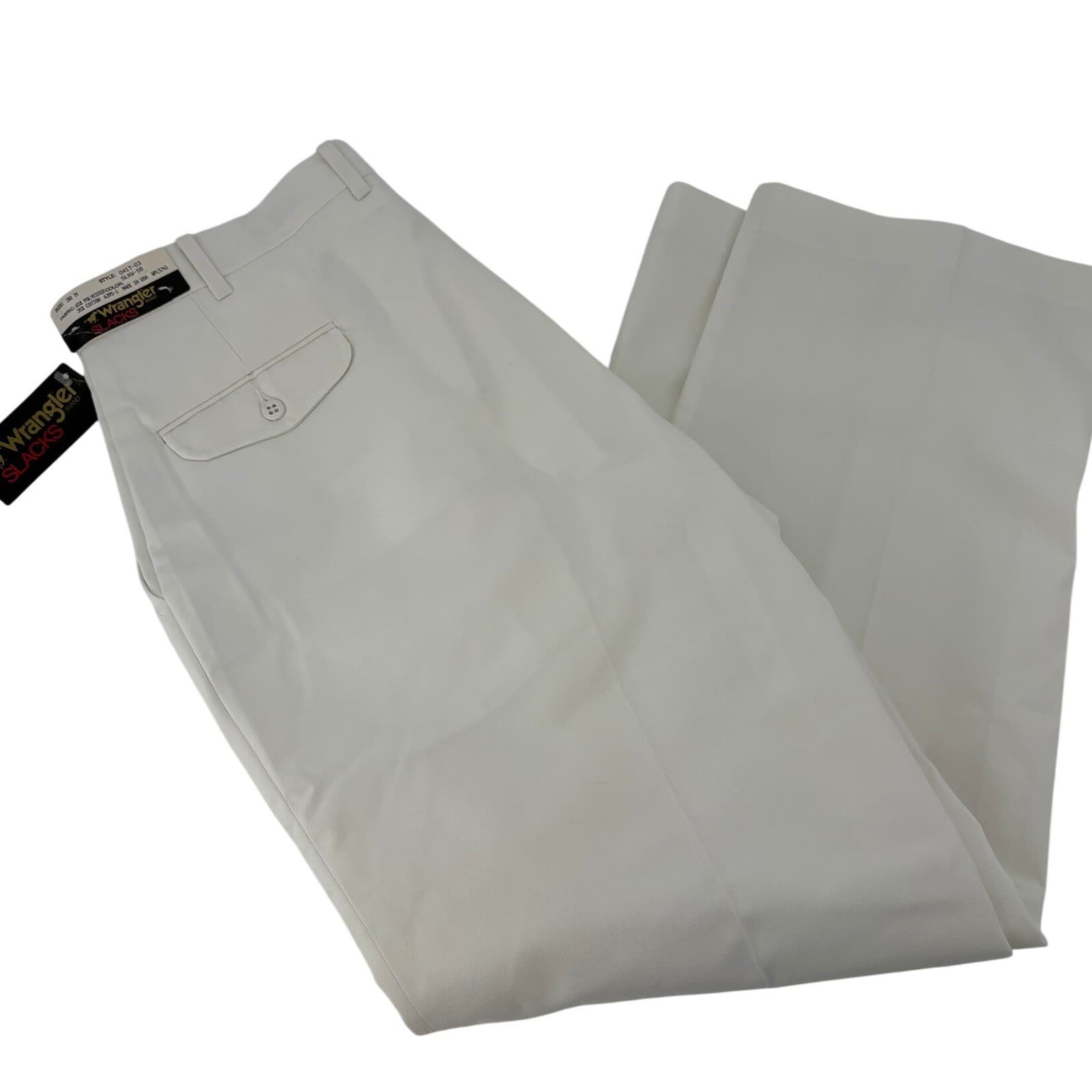 Wrangler Slacks Mens 38 M Pants White Vintage Made in USA 0417-03 SLKW-S9 NWT