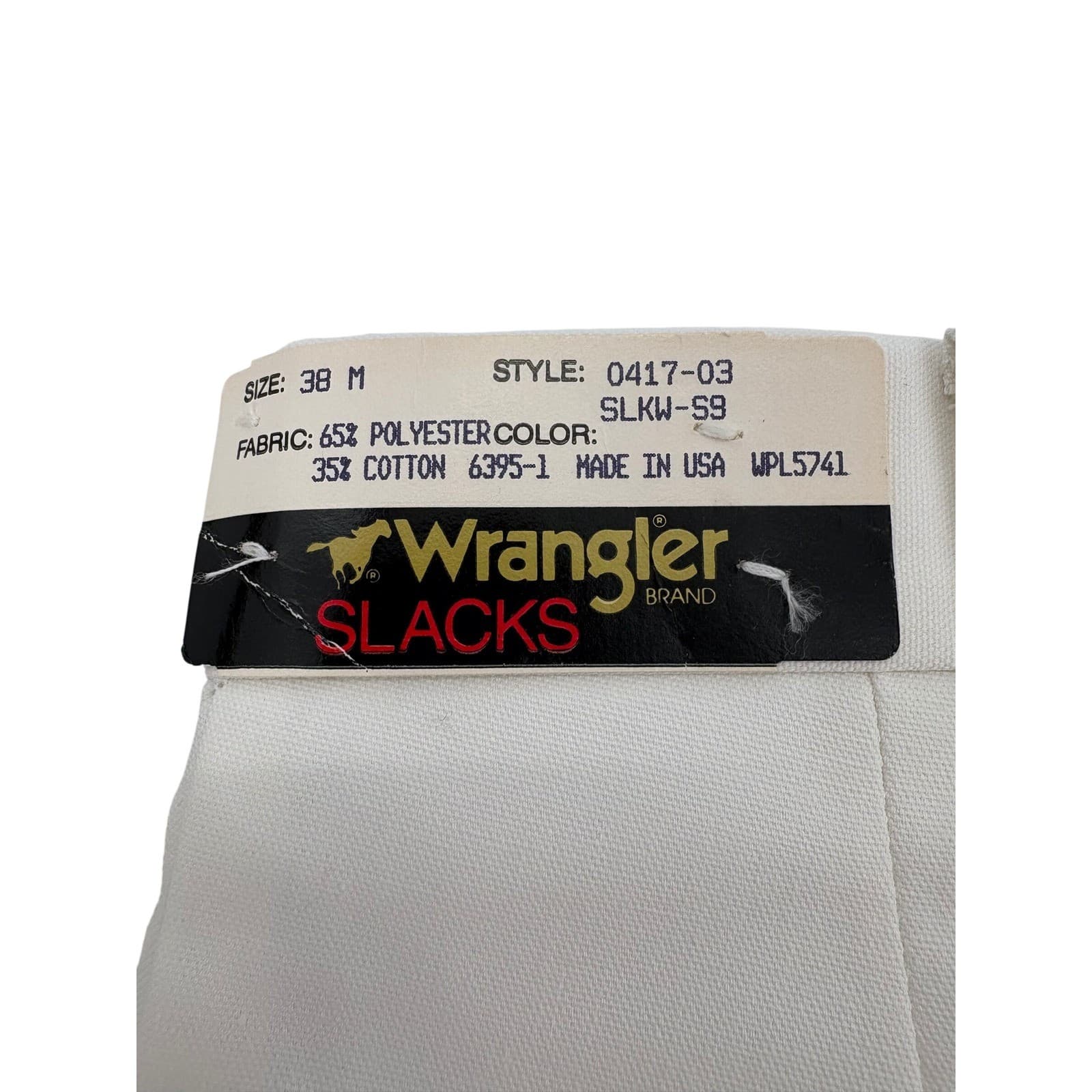 Wrangler Slacks Mens 38 M Pants White Vintage Made in USA 0417-03 SLKW-S9 NWT - Thumbnail 2