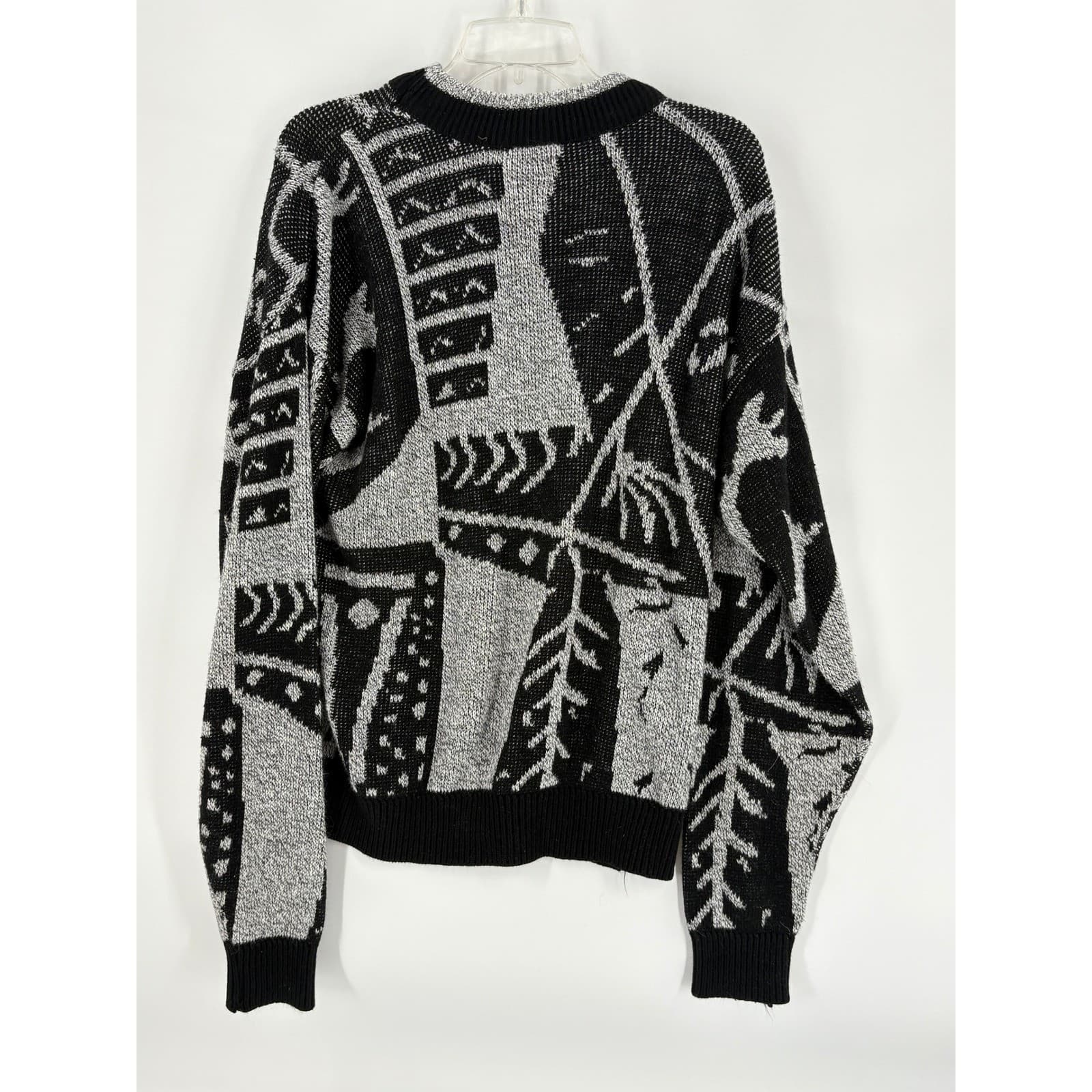 Vintage Le Tigre Sweater Abstract Pattern Crewneck Made in USA Black Gray M - Thumbnail 2