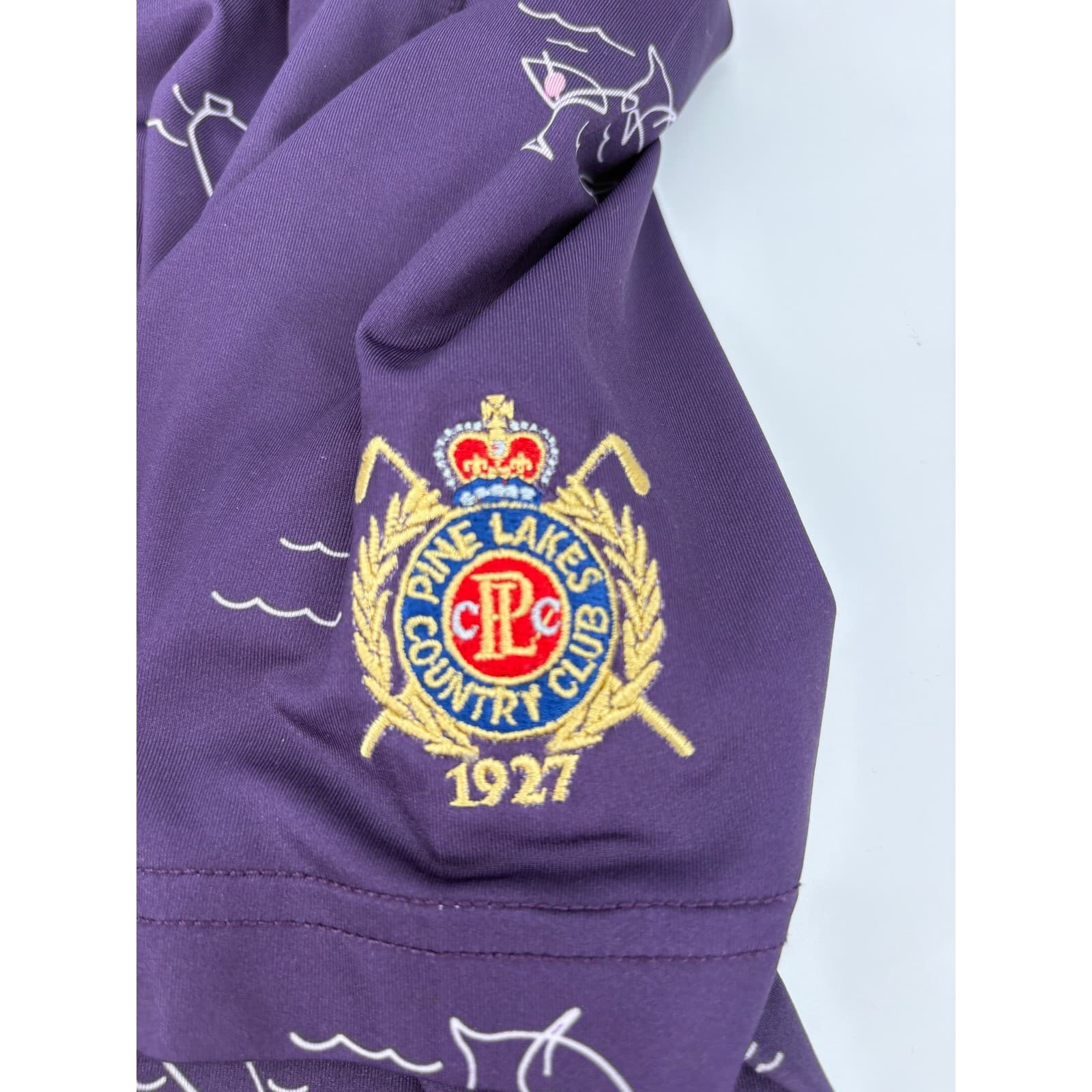 Straight Down Performance Golf Polo Shirt XXL Purple Martini Print Short Sleeve - Thumbnail 5