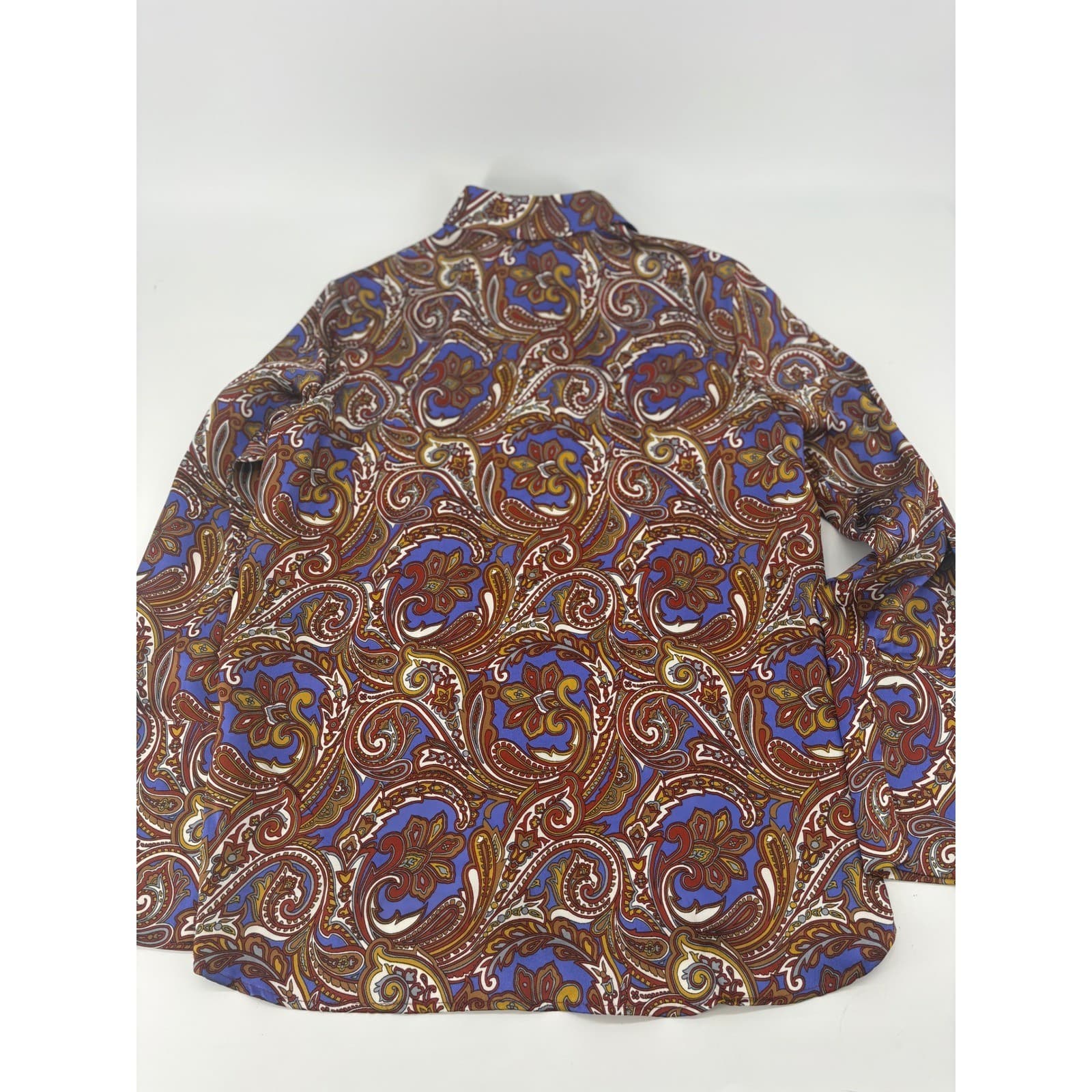 Jones New York Shirt Womens Medium Blouse Blue Paisley Button Down Long Sleeve - Thumbnail 5