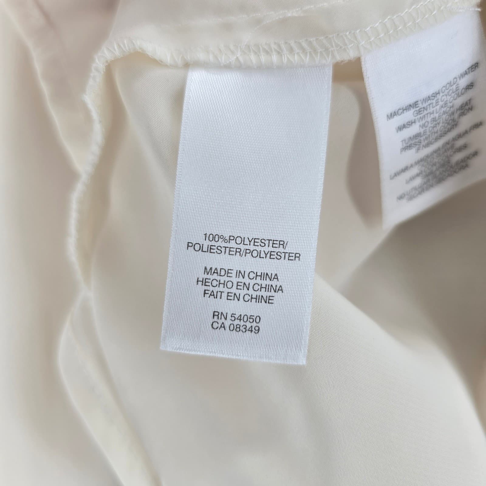 Jones New York Button Down Womens Large Blouse Cream Roll Tab Utility Pocket - Thumbnail 3