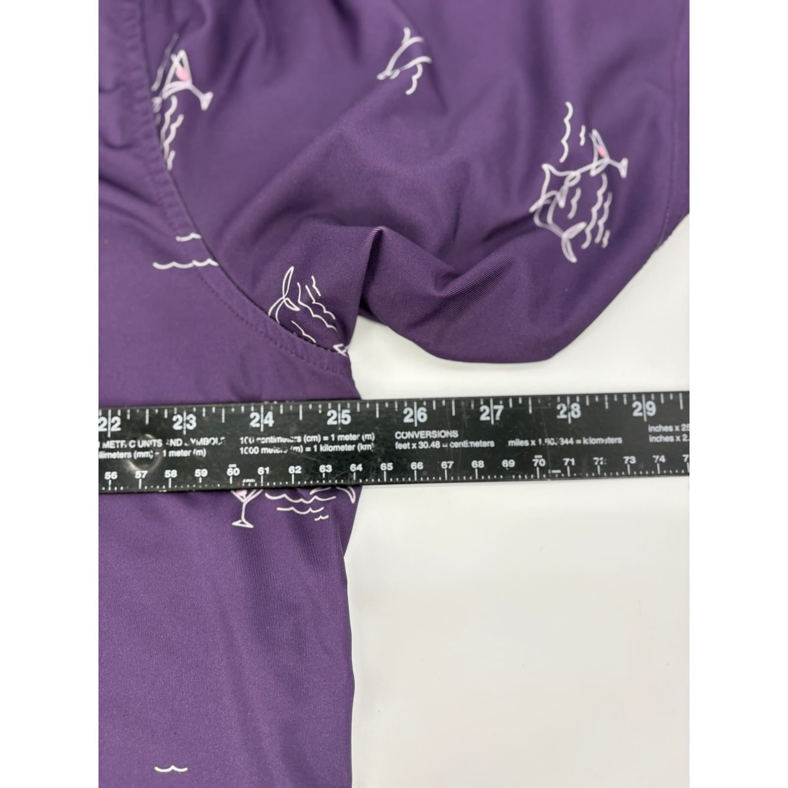 Straight Down Performance Golf Polo Shirt XXL Purple Martini Print Short Sleeve - Thumbnail 7