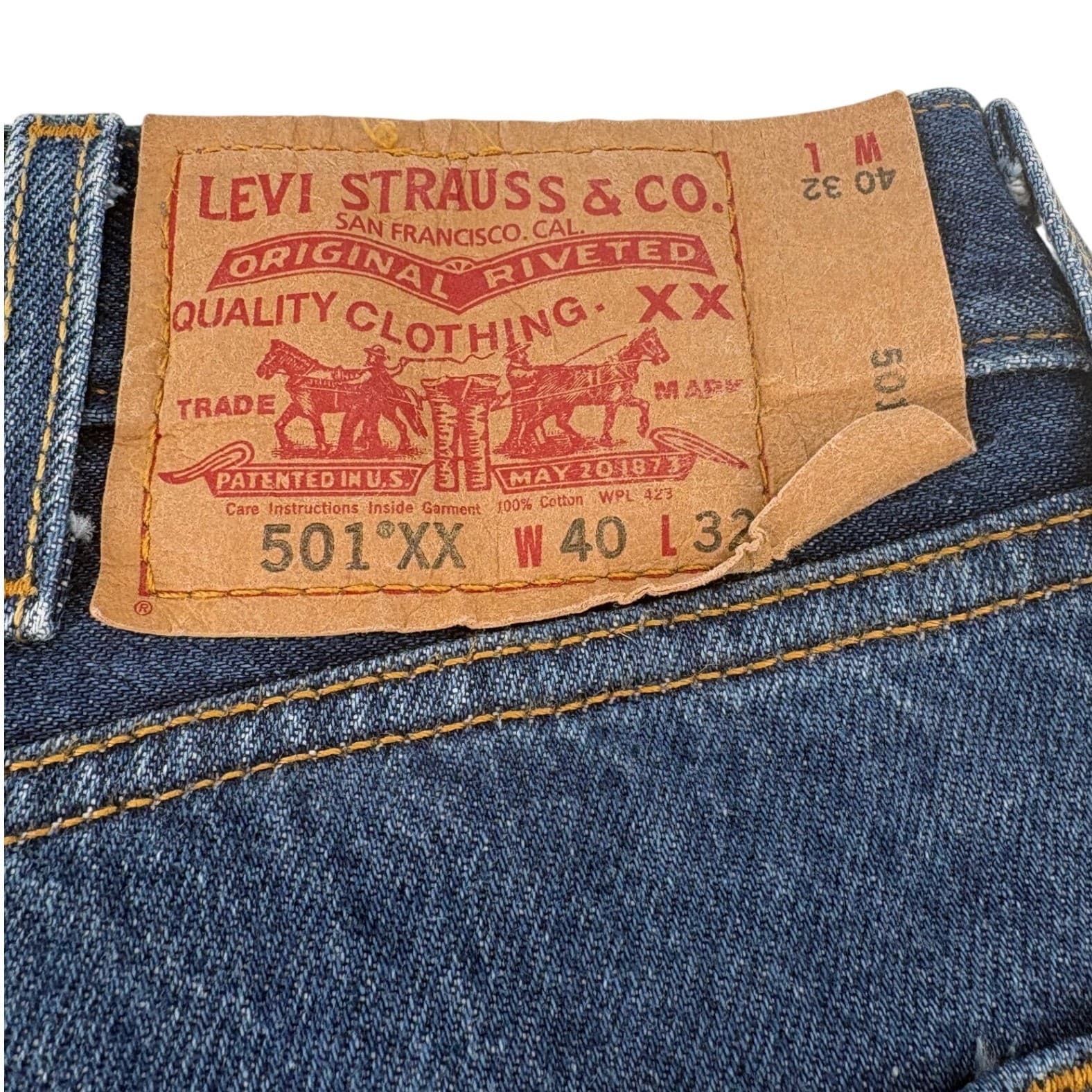 Levi's 501-xx Original Mens 40x32 Straight Leg Blue Denim Button Fly Jeans - Thumbnail 2