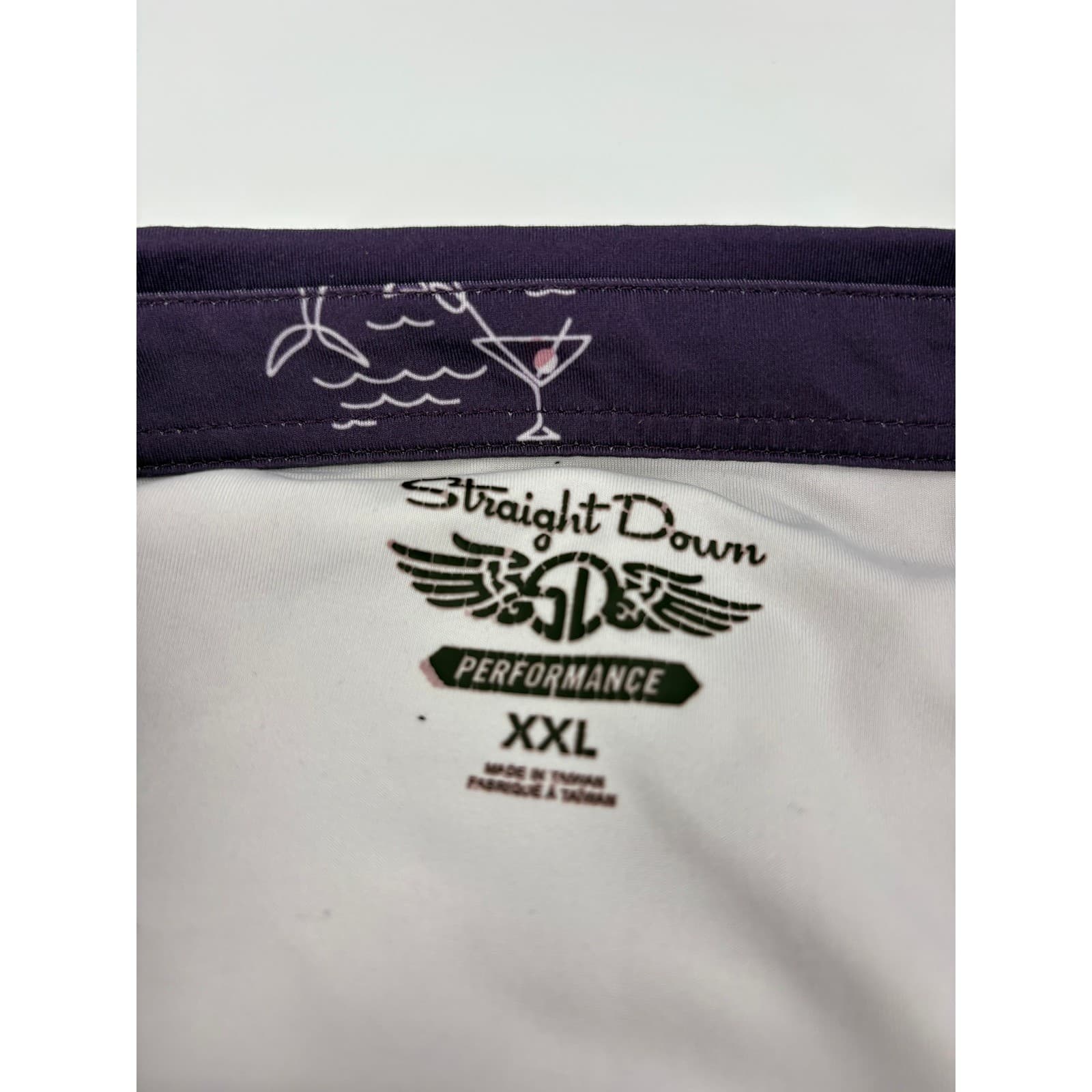 Straight Down Performance Golf Polo Shirt XXL Purple Martini Print Short Sleeve - Thumbnail 4