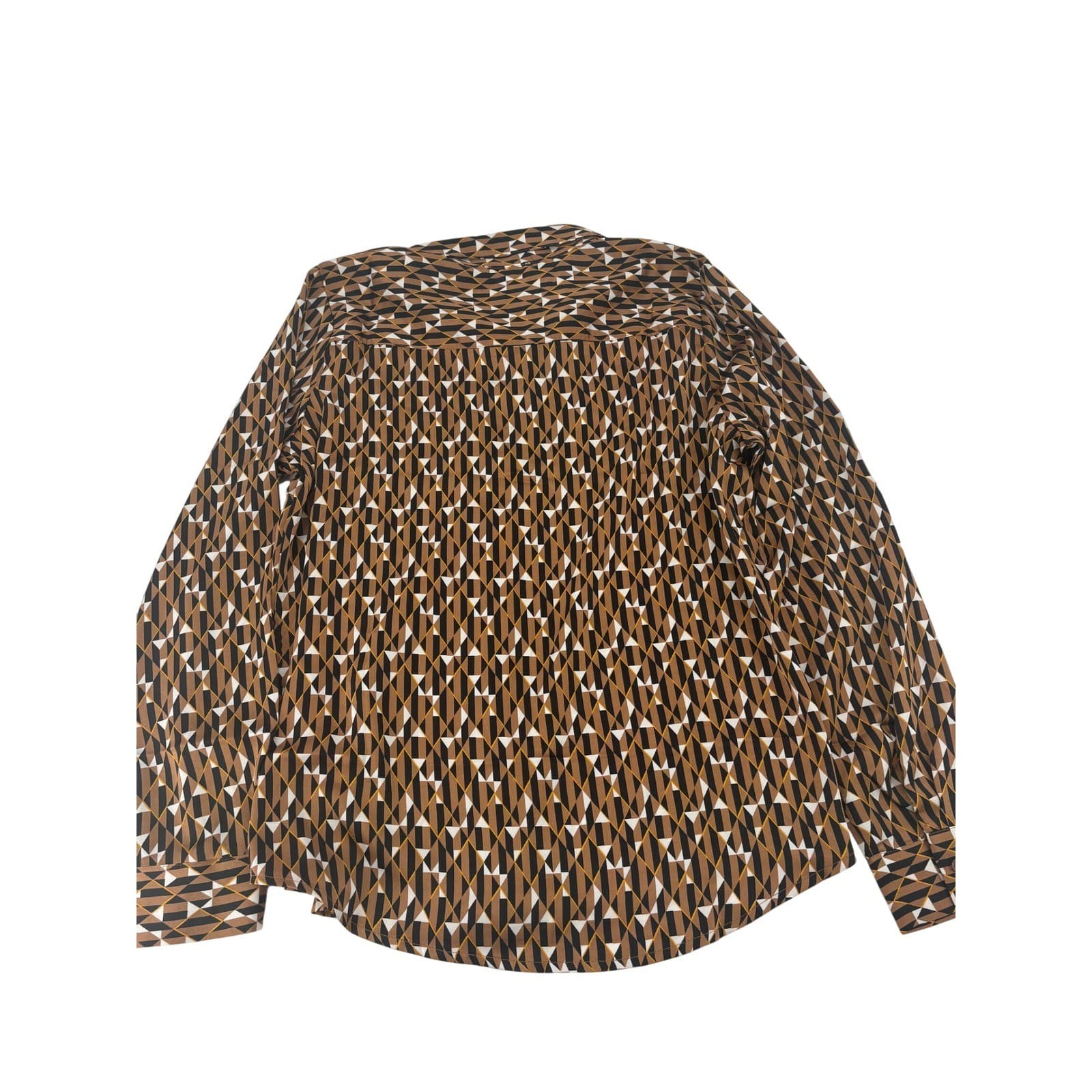 Como Blu Button Up Womens Size M Shirt Brown Geometric J2U046BLU Long Sleeve - Thumbnail 6