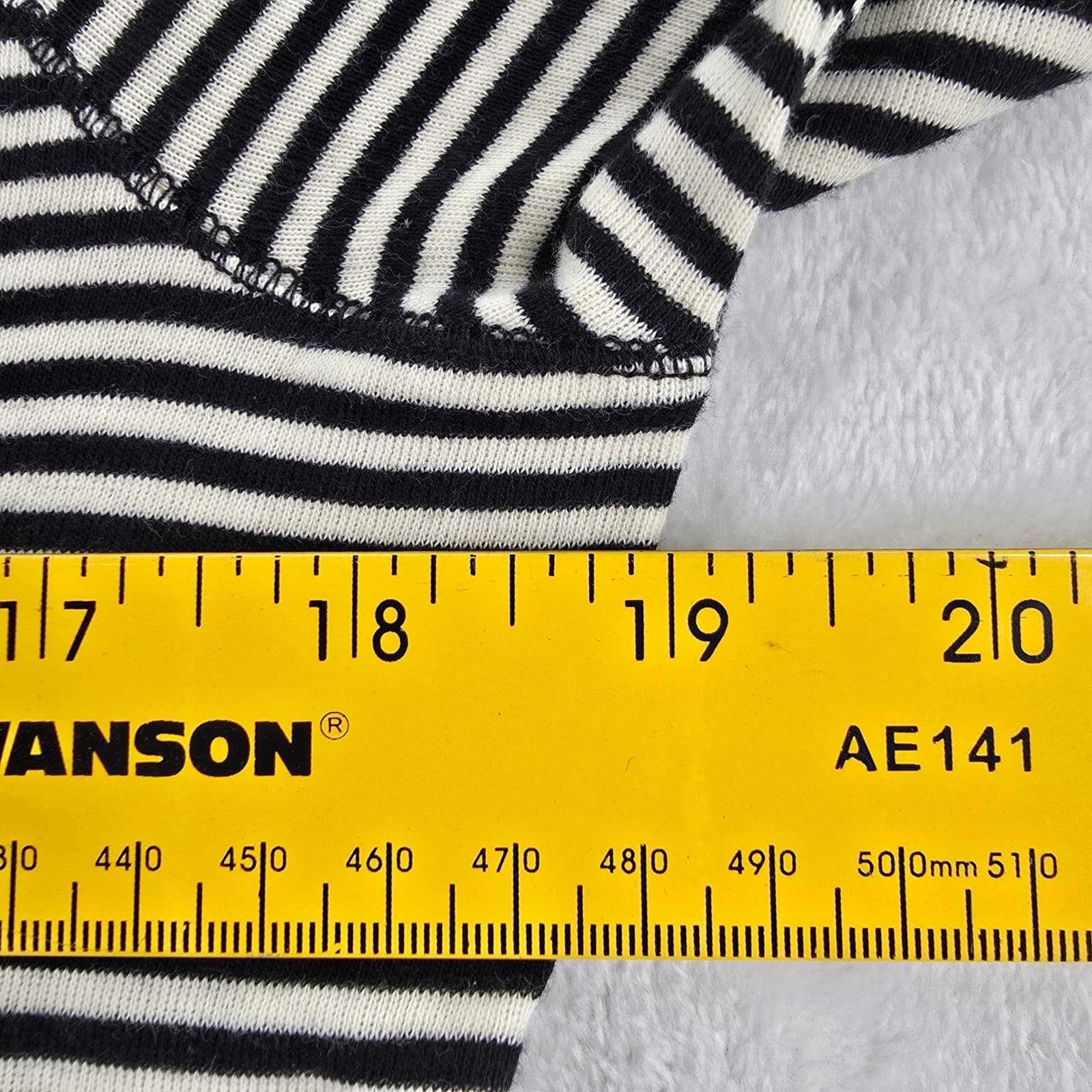 Lauren Active Ralph Lauren Top Womens M Shirt Black White Striped V-Neck Cotton - Thumbnail 5