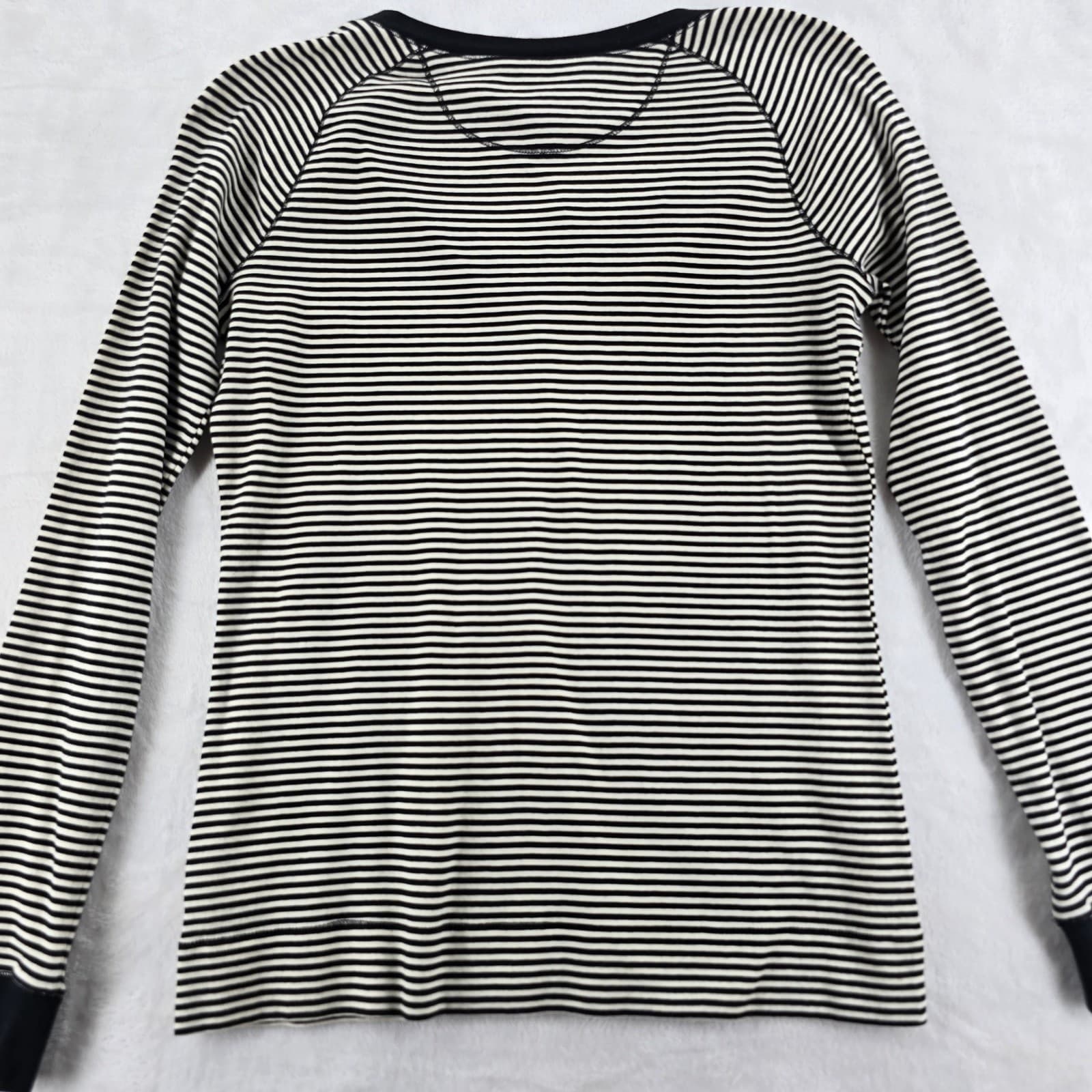 Lauren Active Ralph Lauren Top Womens M Shirt Black White Striped V-Neck Cotton - Thumbnail 8