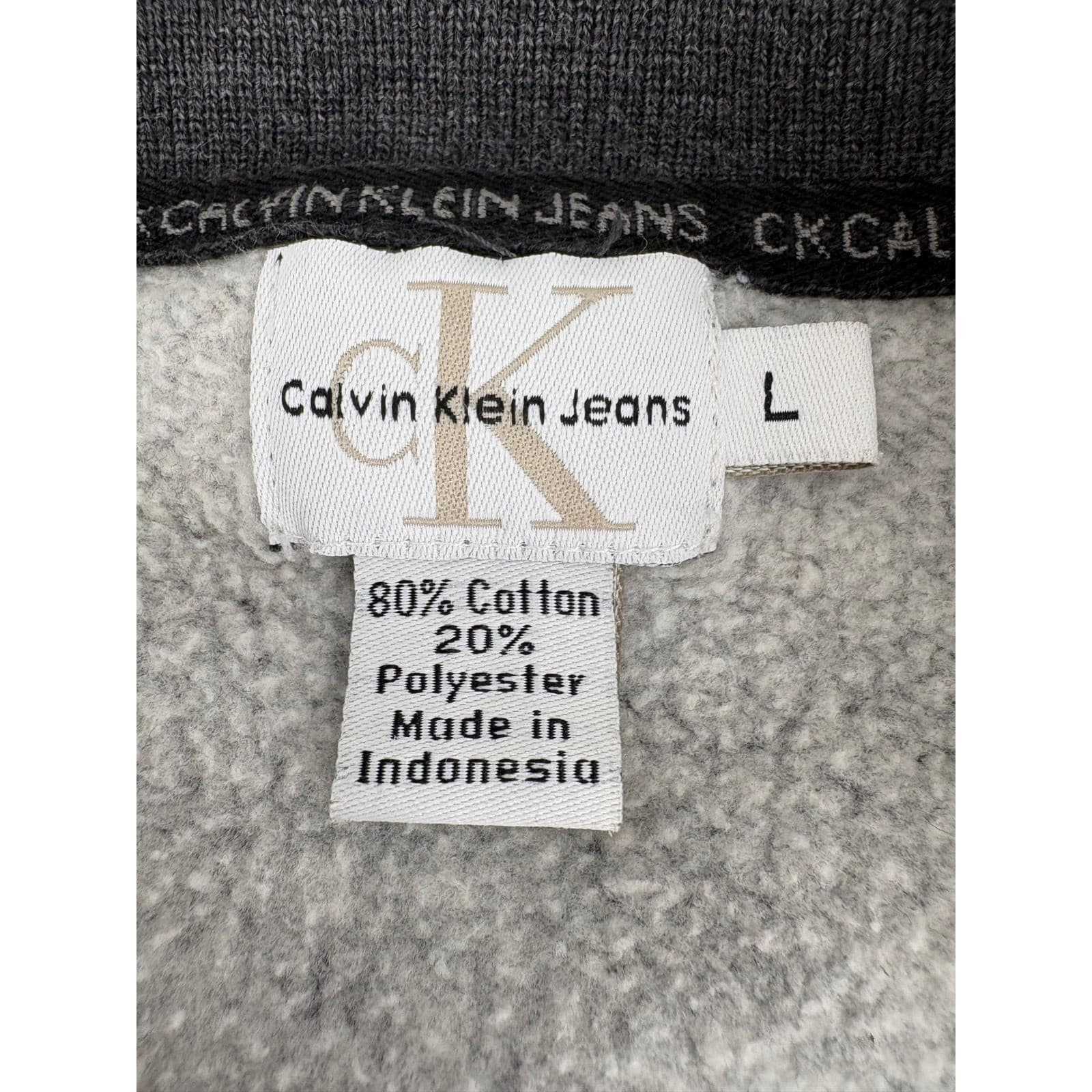 Calvin Klein Jeans Gray Pullover Sweatshirt Mens Size L Logo Graphic Top - Thumbnail 3