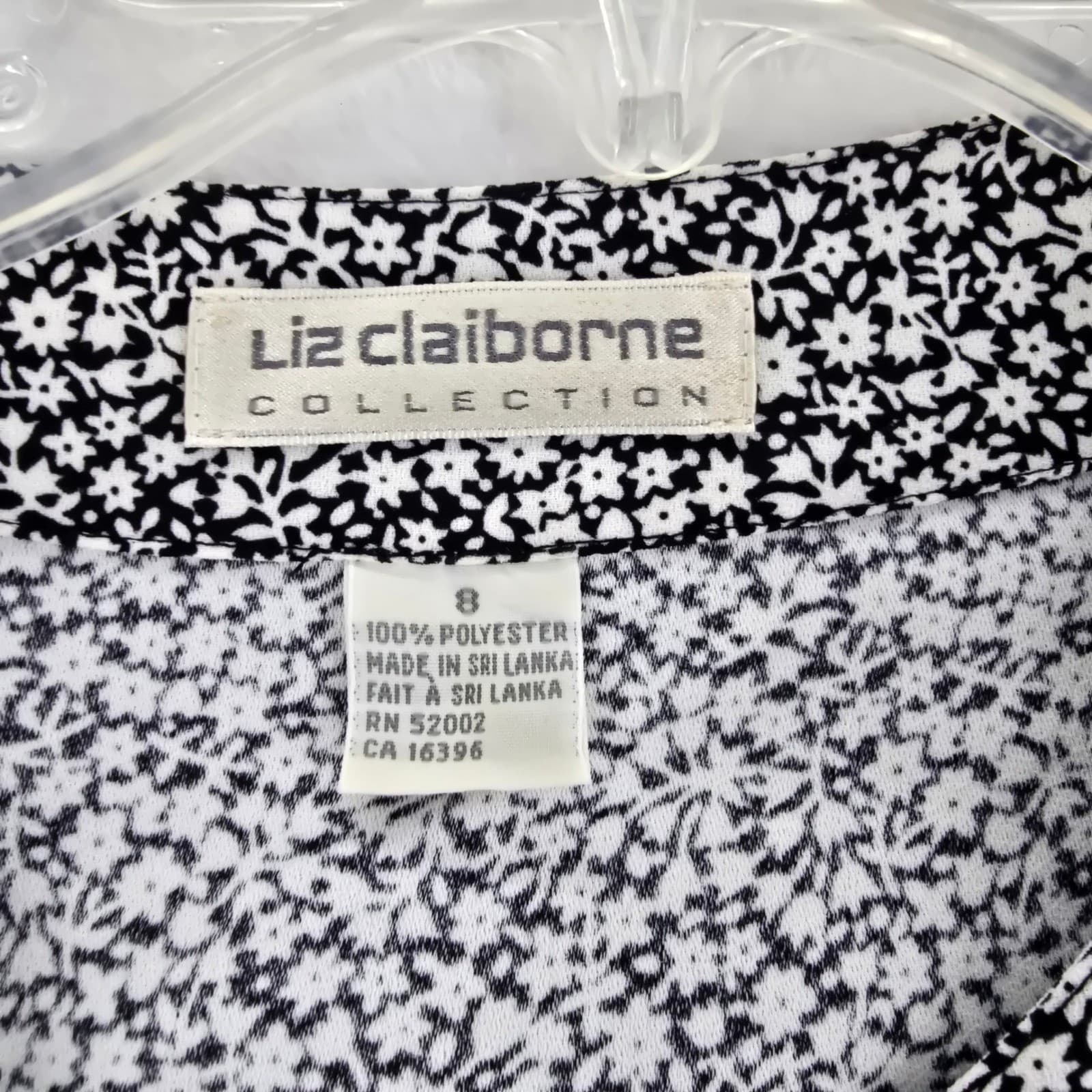 Liz Claiborne Skirt Suit Womens 8/M 2 Piece Set Black Floral Button Top Maxi - Thumbnail 2