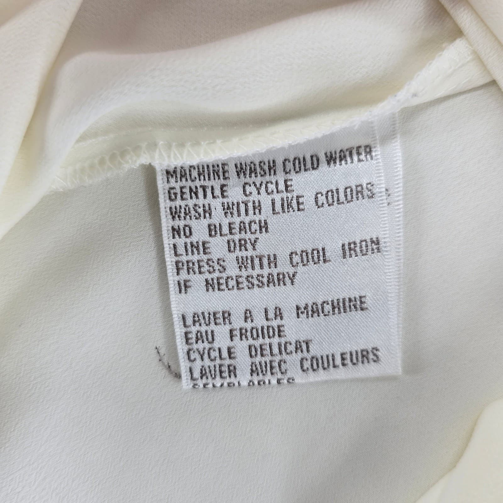 Jones New York Blouse Womens 8 Button Down Cream Long Sleeve Solid Career Office - Thumbnail 3