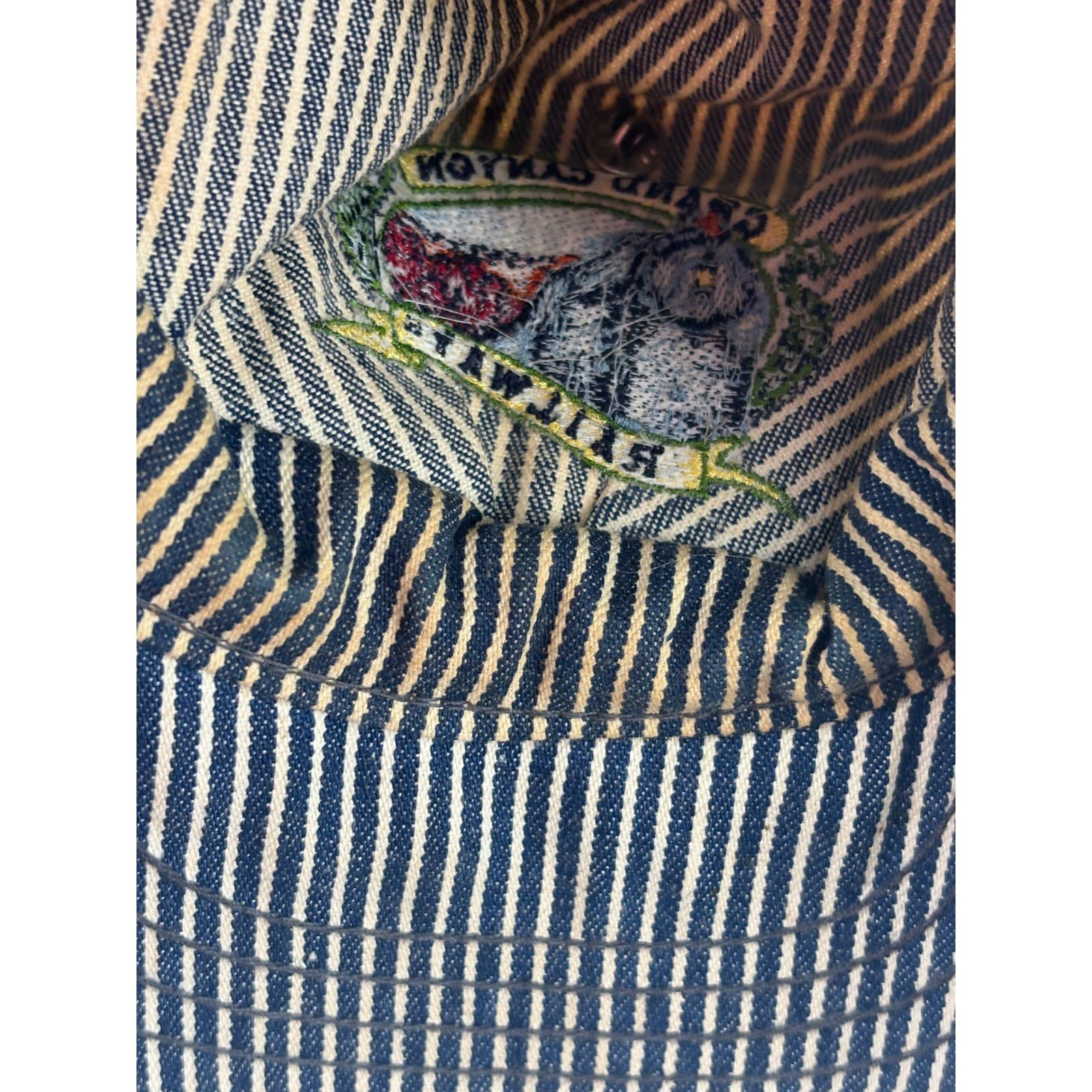 Grand Canyon Railway Hat Mens OSFM Engineer Cap Blue Hickory Stripe Railroad - Thumbnail 2