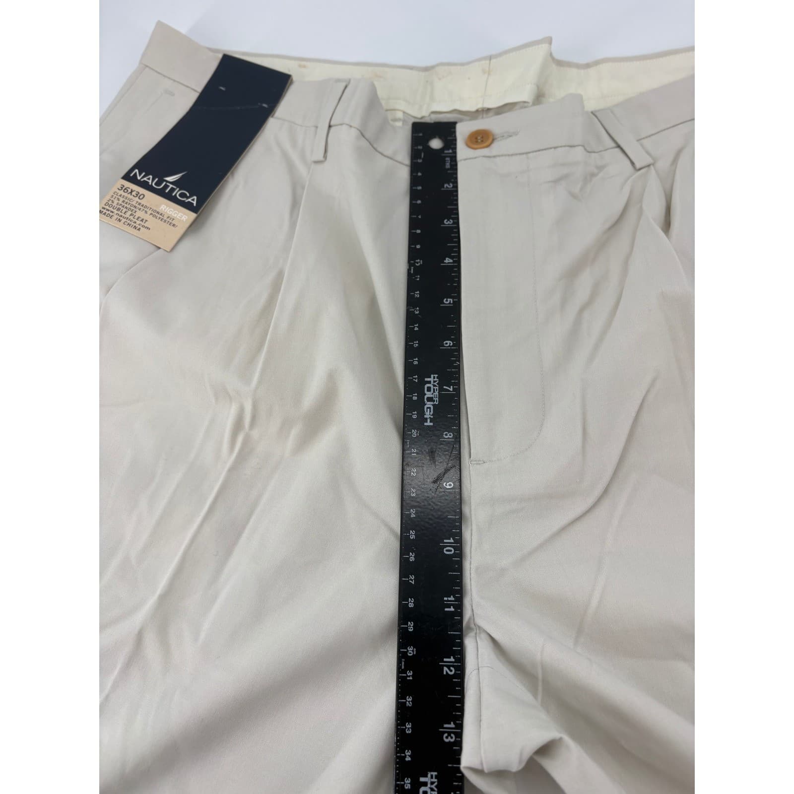 Nautica Rigger Mens 36x30 Dress Pants Beige Double Pleat P43397 Classic Fit NWT - Thumbnail 5