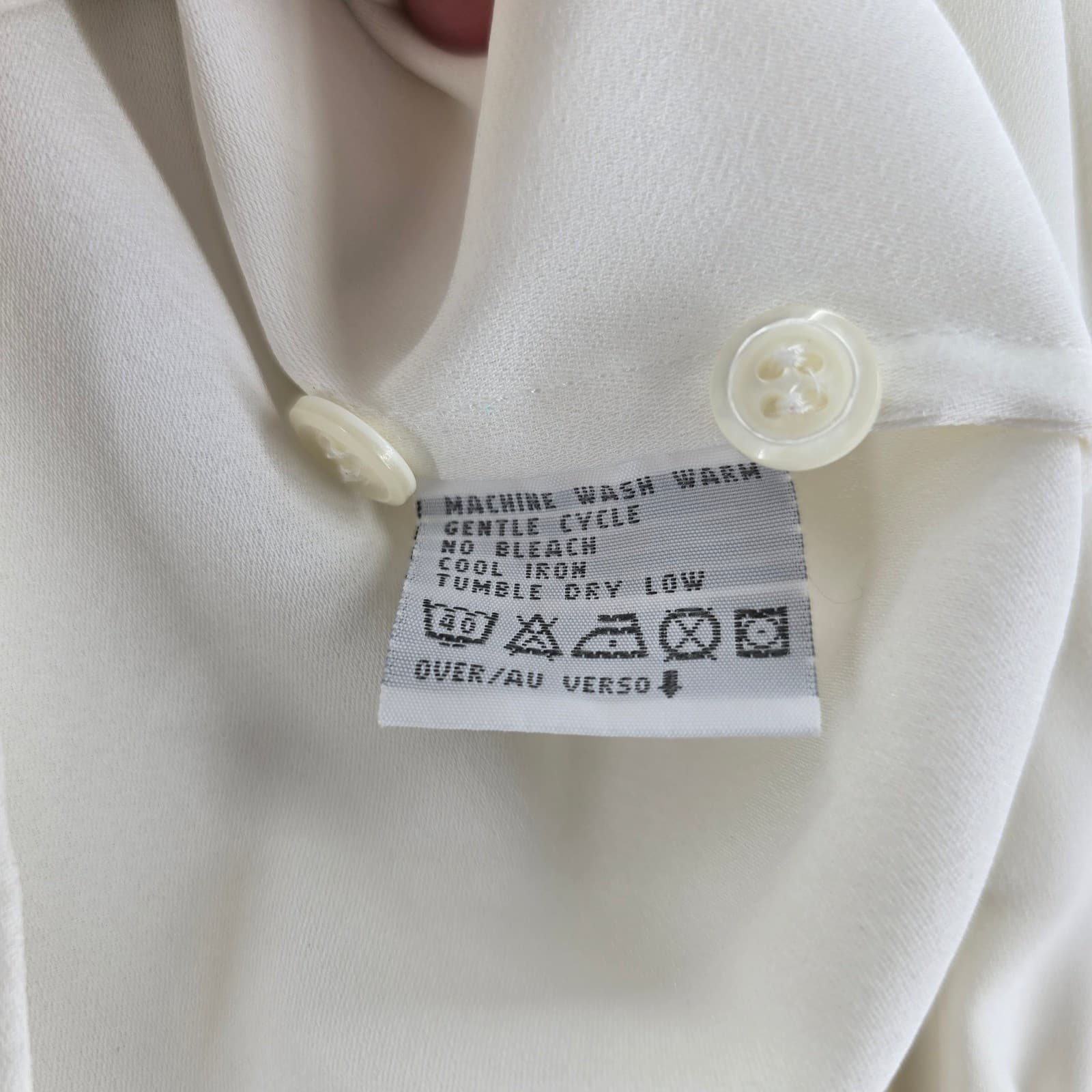 Liz Claiborne Blouse Womens 10 Button Up Ivory Long Sleeve Solid Office - Thumbnail 4