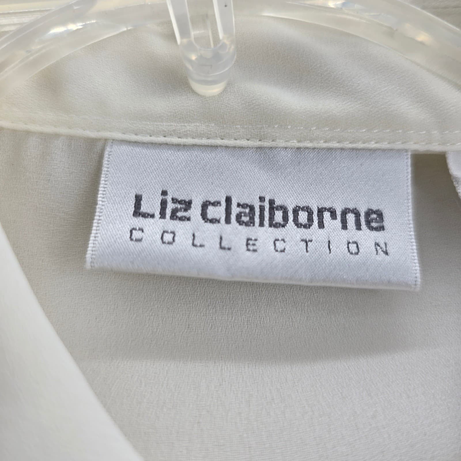 Liz Claiborne Blouse Womens 8 Top Cream Pleated Button Front Long Sleeve - Thumbnail 2