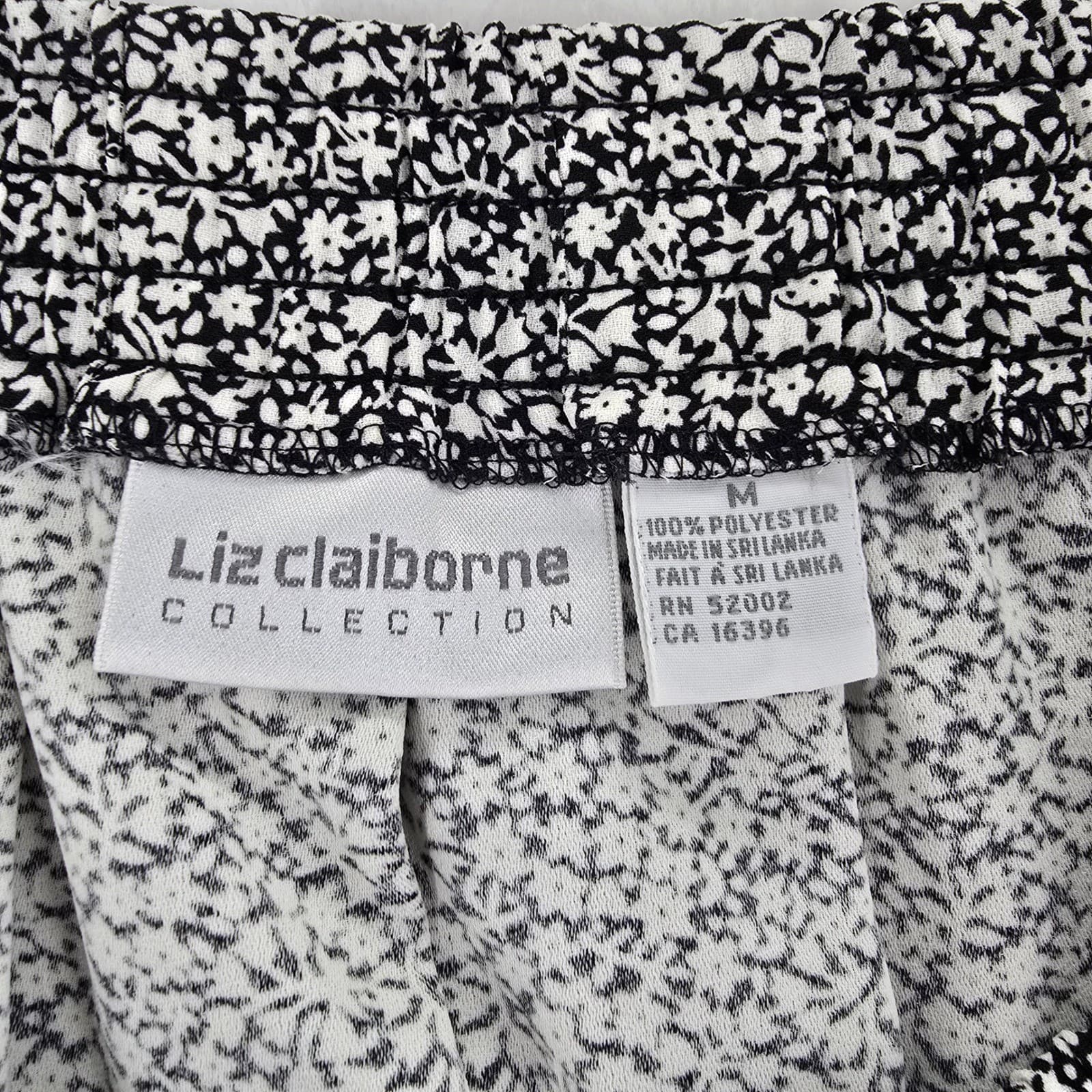 Liz Claiborne Skirt Suit Womens 8/M 2 Piece Set Black Floral Button Top Maxi - Thumbnail 7