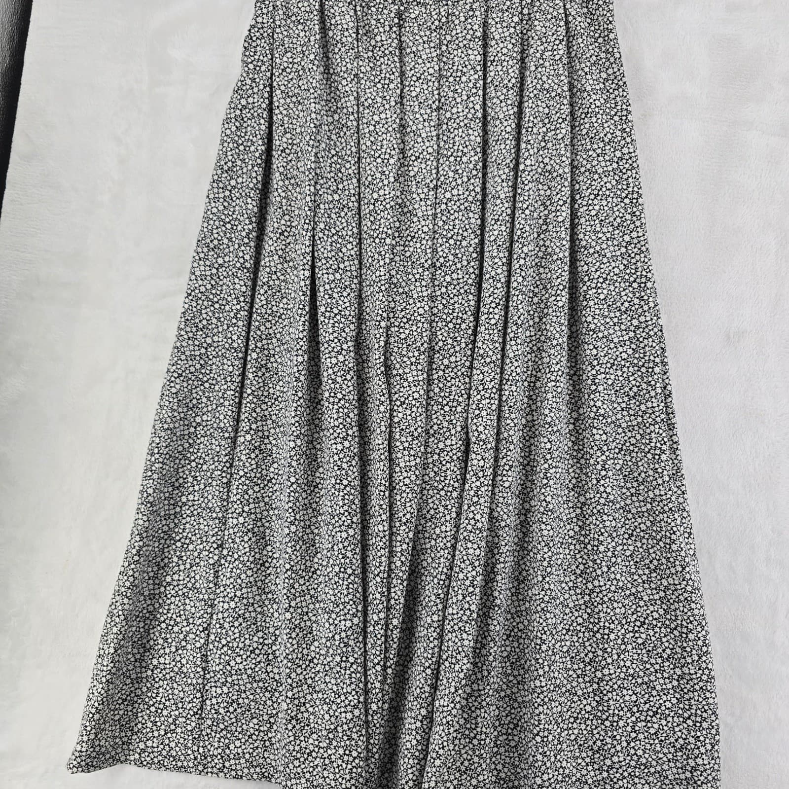 Liz Claiborne Skirt Suit Womens 8/M 2 Piece Set Black Floral Button Top Maxi - Thumbnail 10