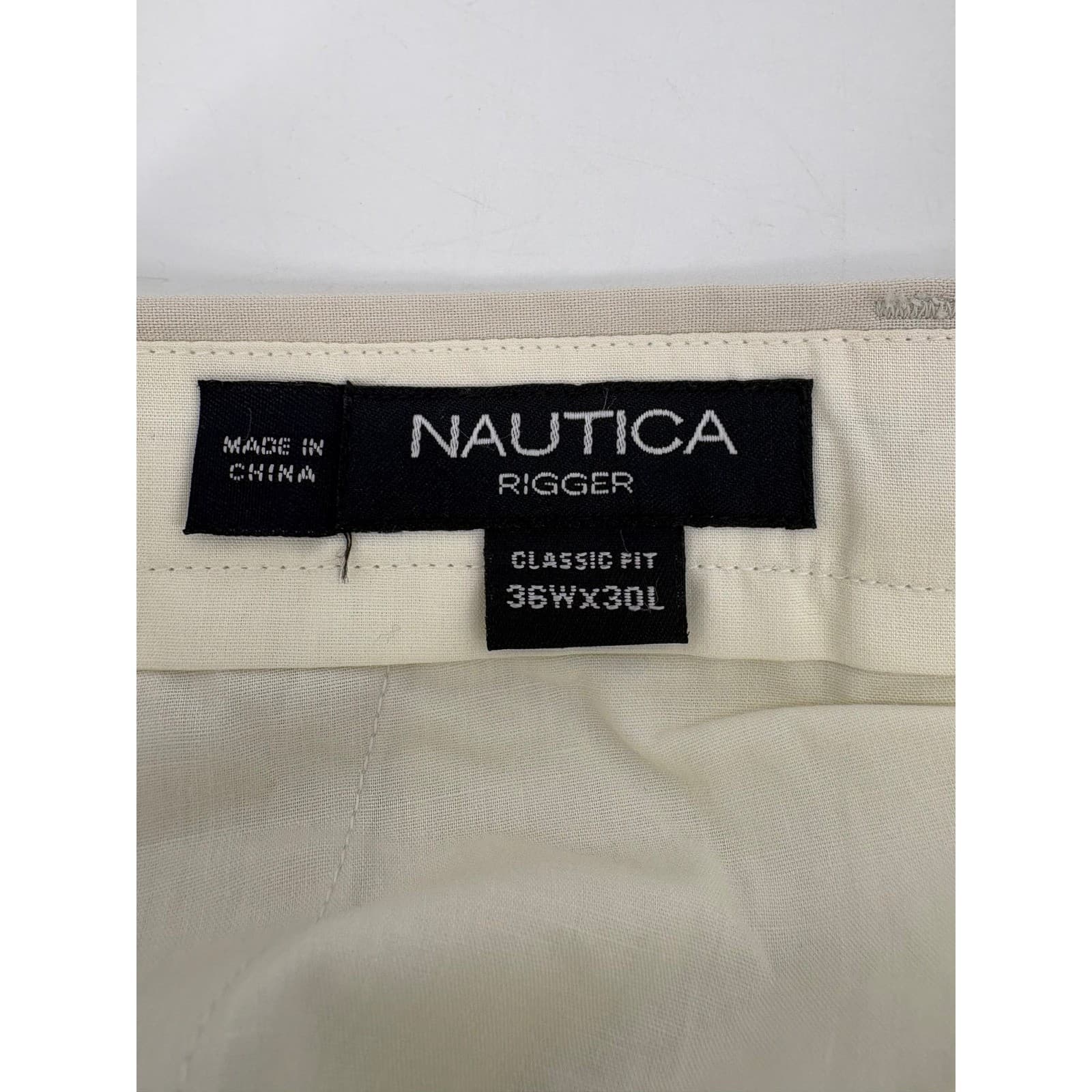 Nautica Rigger Mens 36x30 Dress Pants Beige Double Pleat P43397 Classic Fit NWT - Thumbnail 9