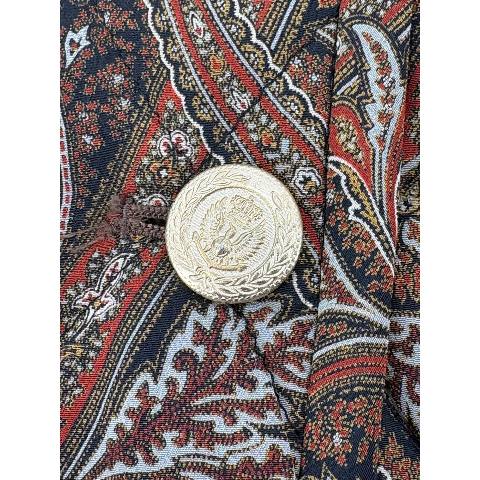 Testa Di Moda Jacket Womens XL Quilted Paisley Brown Gold Button Blazer Vintage - Thumbnail 3
