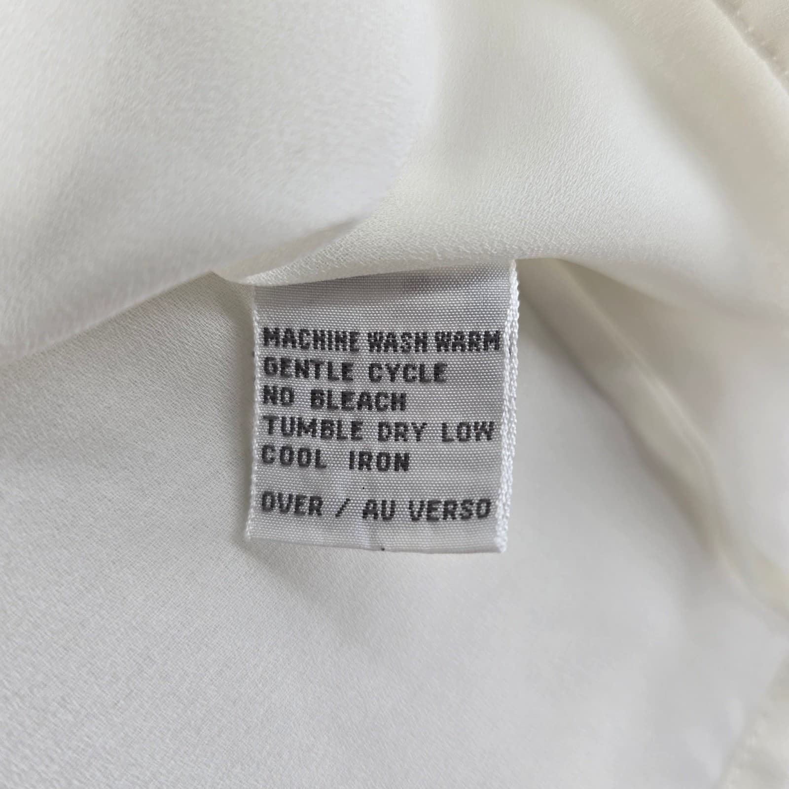 Liz Claiborne Blouse Womens 8 Top Cream Pleated Button Front Long Sleeve - Thumbnail 4