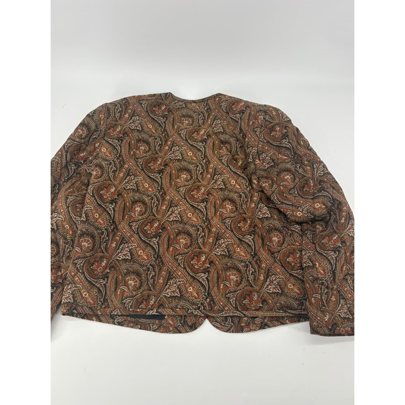 Testa Di Moda Jacket Womens XL Quilted Paisley Brown Gold Button Blazer Vintage - Thumbnail 6