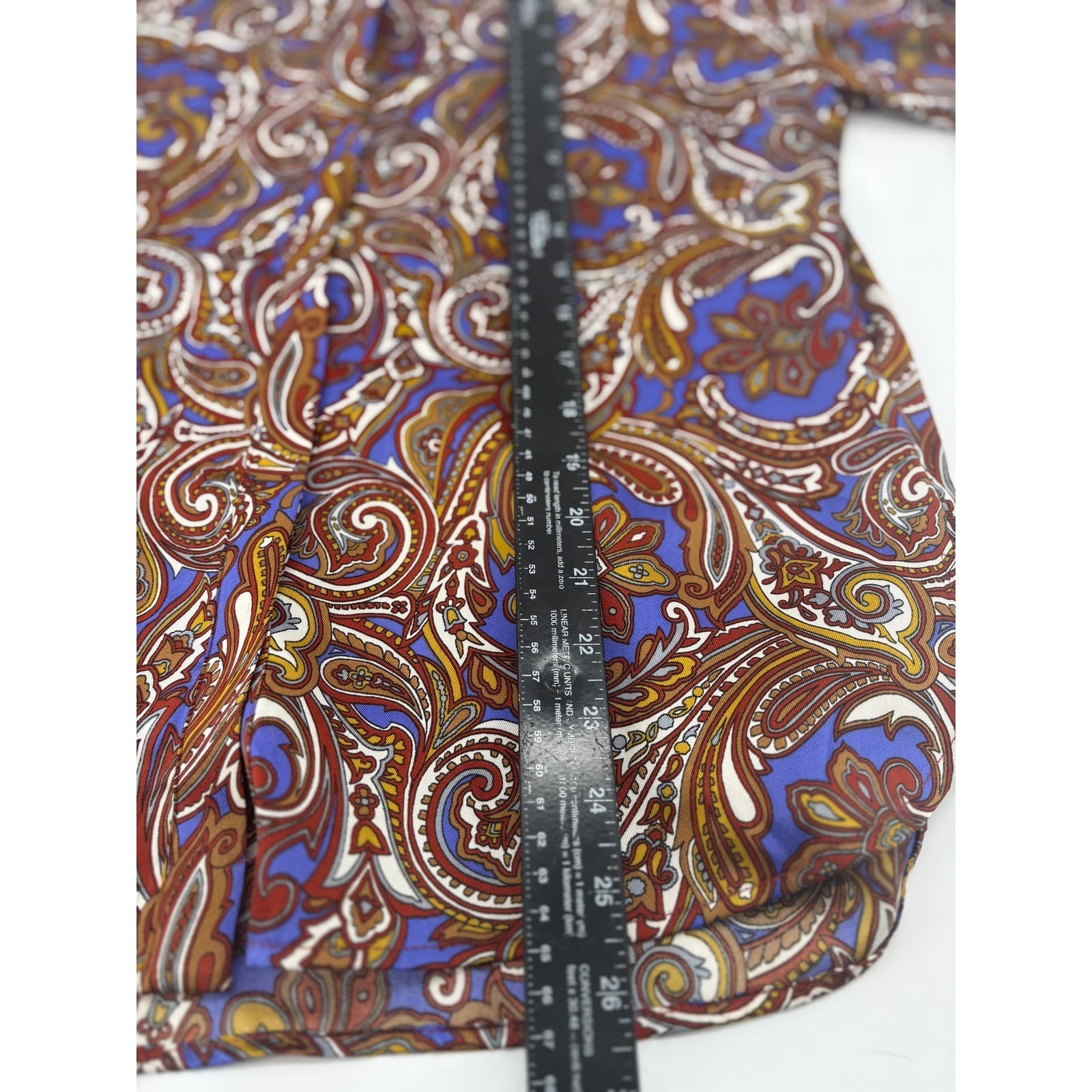 Jones New York Shirt Womens Medium Blouse Blue Paisley Button Down Long Sleeve - Thumbnail 4