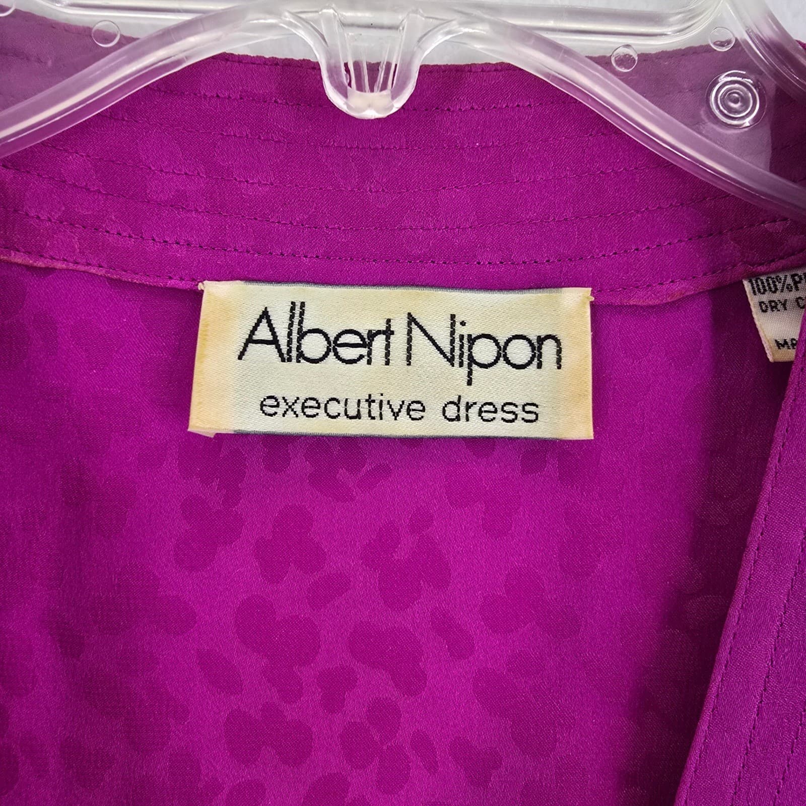 Albert Nipon Executive Dress Womens 10 Midi Dress Magenta Pink Silk Jacquard - Thumbnail 2