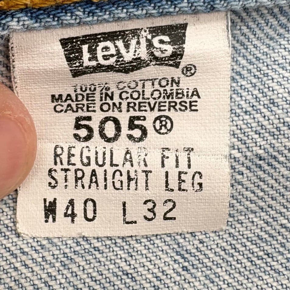 Levi's 505 Mens 40 x 32 Regular Fit Straight Leg Jeans Light Wash Vintage Y2K - Thumbnail 3